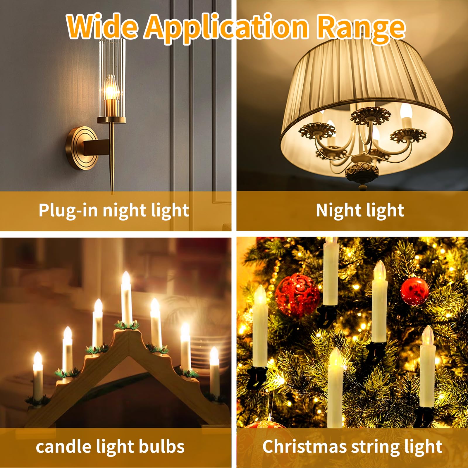 Paquete de 12 bombillas Scentsy de 15 vatios y 120 V, bombillas de repuesto C7, bombillas de lámpara de sal regulables con base E12 para luz nocturna, calentador de velas 6