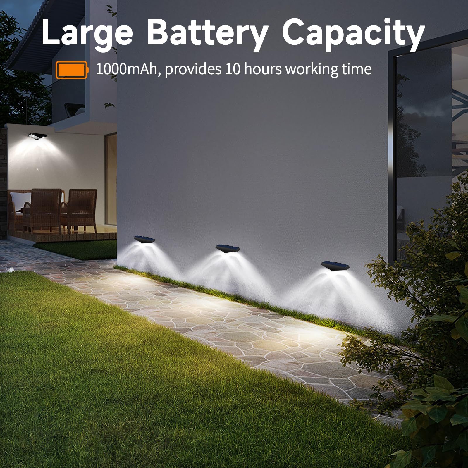 WAFTING Solarne lampy ogrodzeniowe, 4 sztuki, solarne światła schodowe, wodoodporne IP65, solarne światła pokładowe na schody zewnętrzne, ściany, ogrodzenie, podwórko, patio, taras