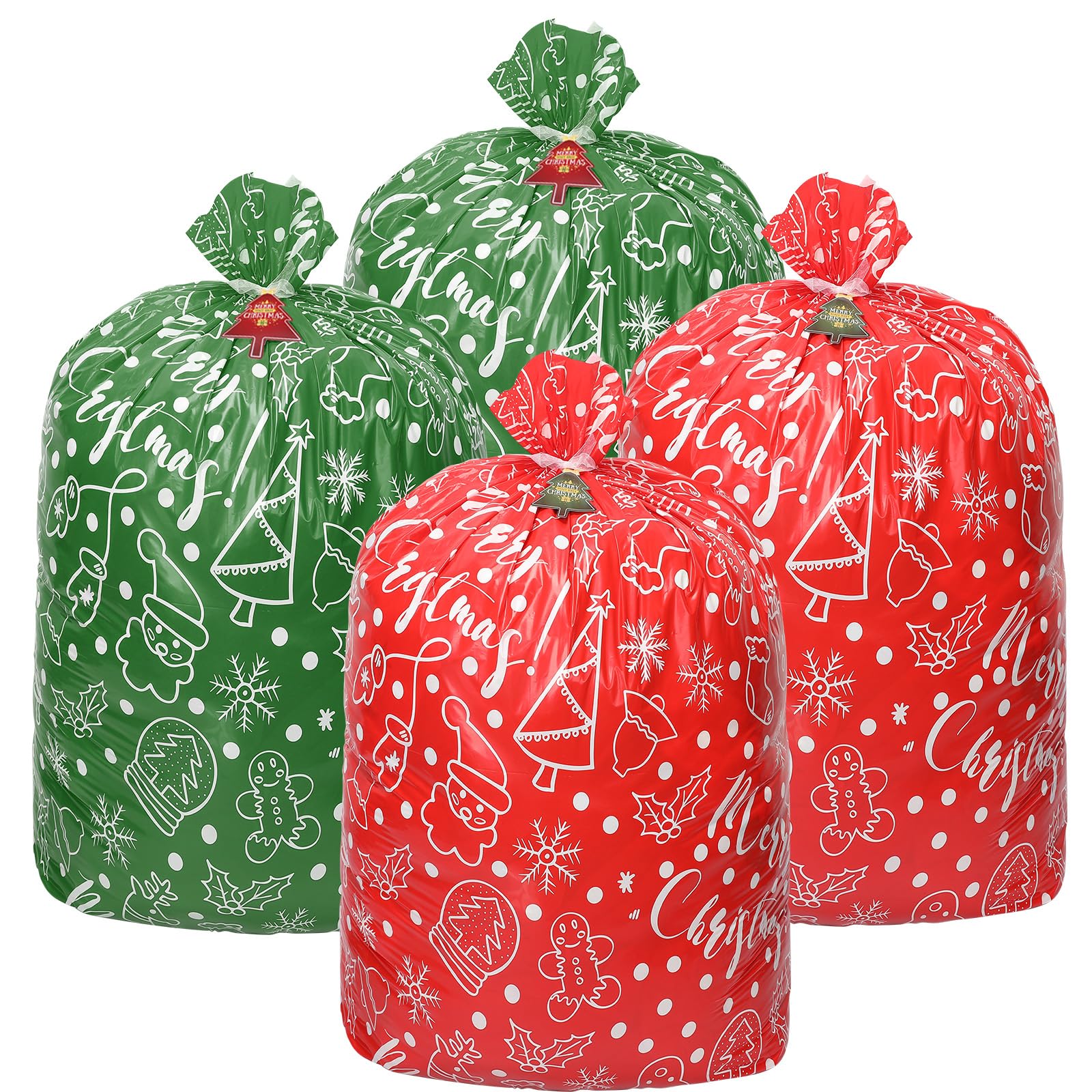 VIMUSFUN 4 Pack Large Christmas Gift Bags, 44"X 36" Extra Large Jumbo Holiday Wrapping Bags for Giant Huge Xmas Presents, 4pcs Oversized Reusable