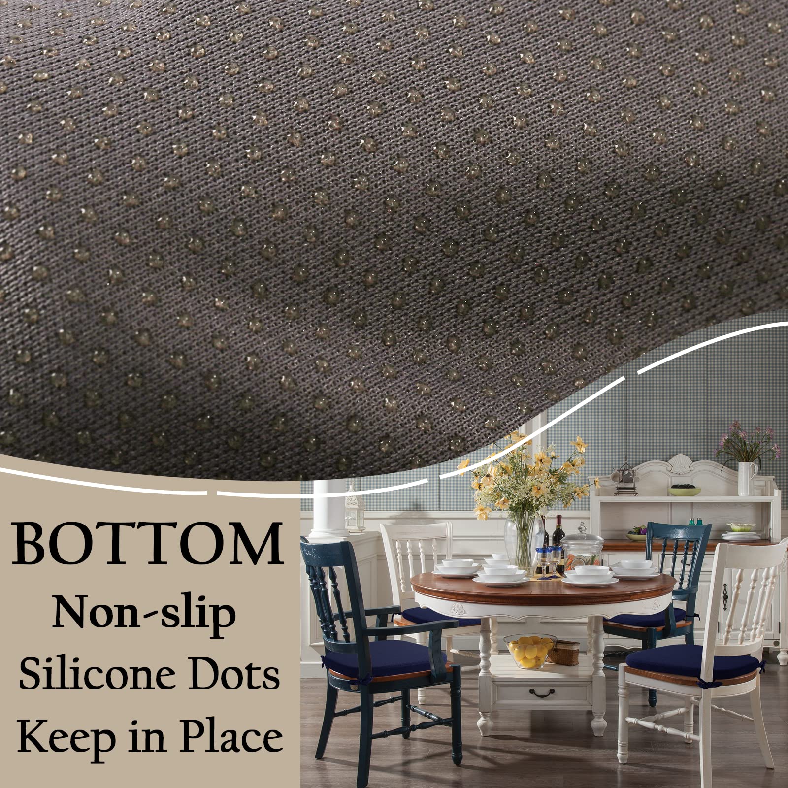 BUYUE Luxury 100% Pure Memory Foam Chair Cushions 4 Pack, Jacquard 16" U-Shape Comfortable Dining Chair Pads, Removable Slip Resistant Kitchen Chair Seat Cushions, (Set of 4, Navy Blue)