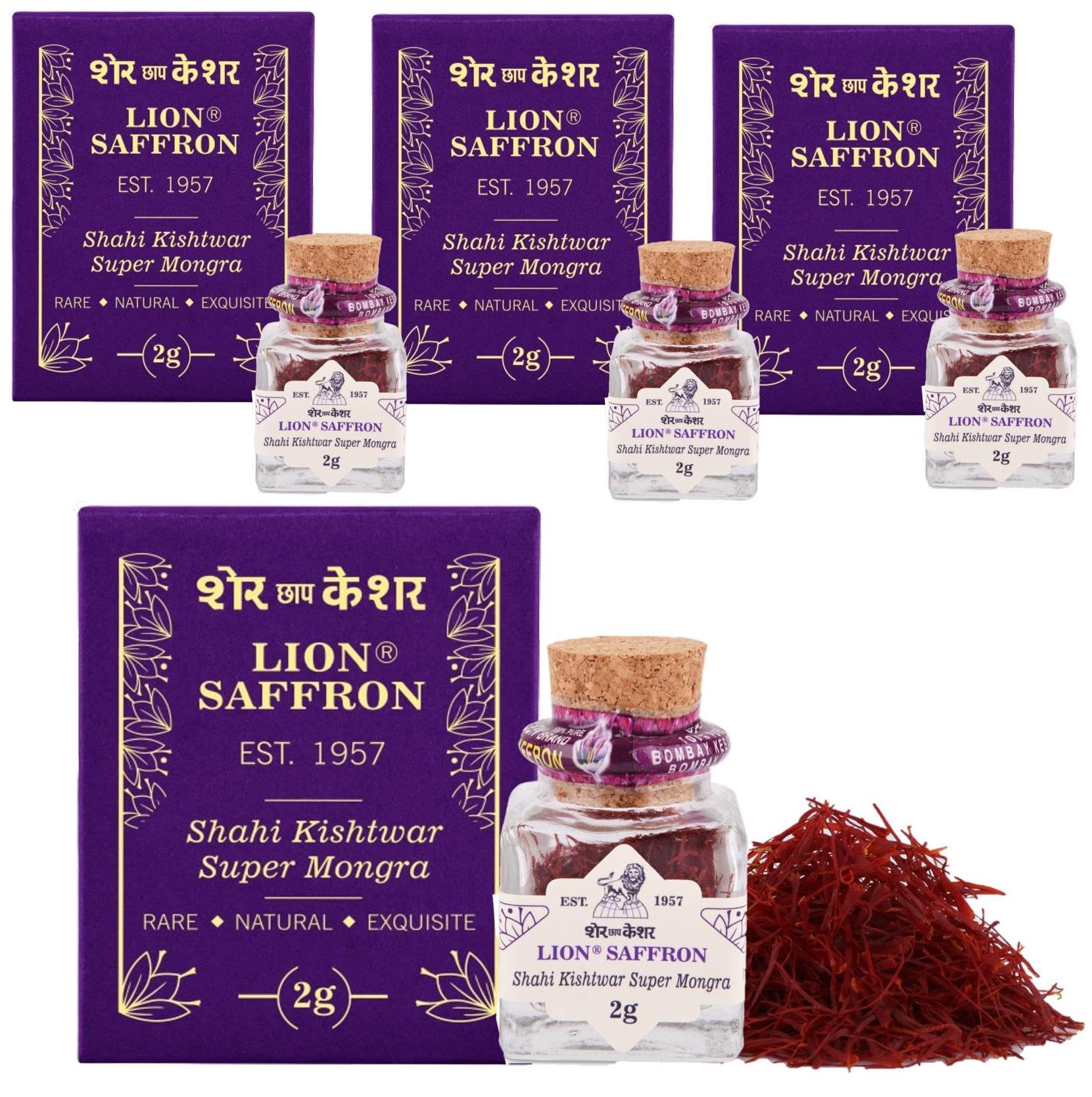 LION BRAND SAFFRON 8g A+++ Original Shahi Kishtwar Jammu Mongra Saffron/Kesar for Pregnant Women, Kids, Biryani, Milk, Tea and Gifting (Pack of 4 (4 X 2grams =8g)) (B0CC6BKW7Z) Amazon Price History, Amazon Price Tracker