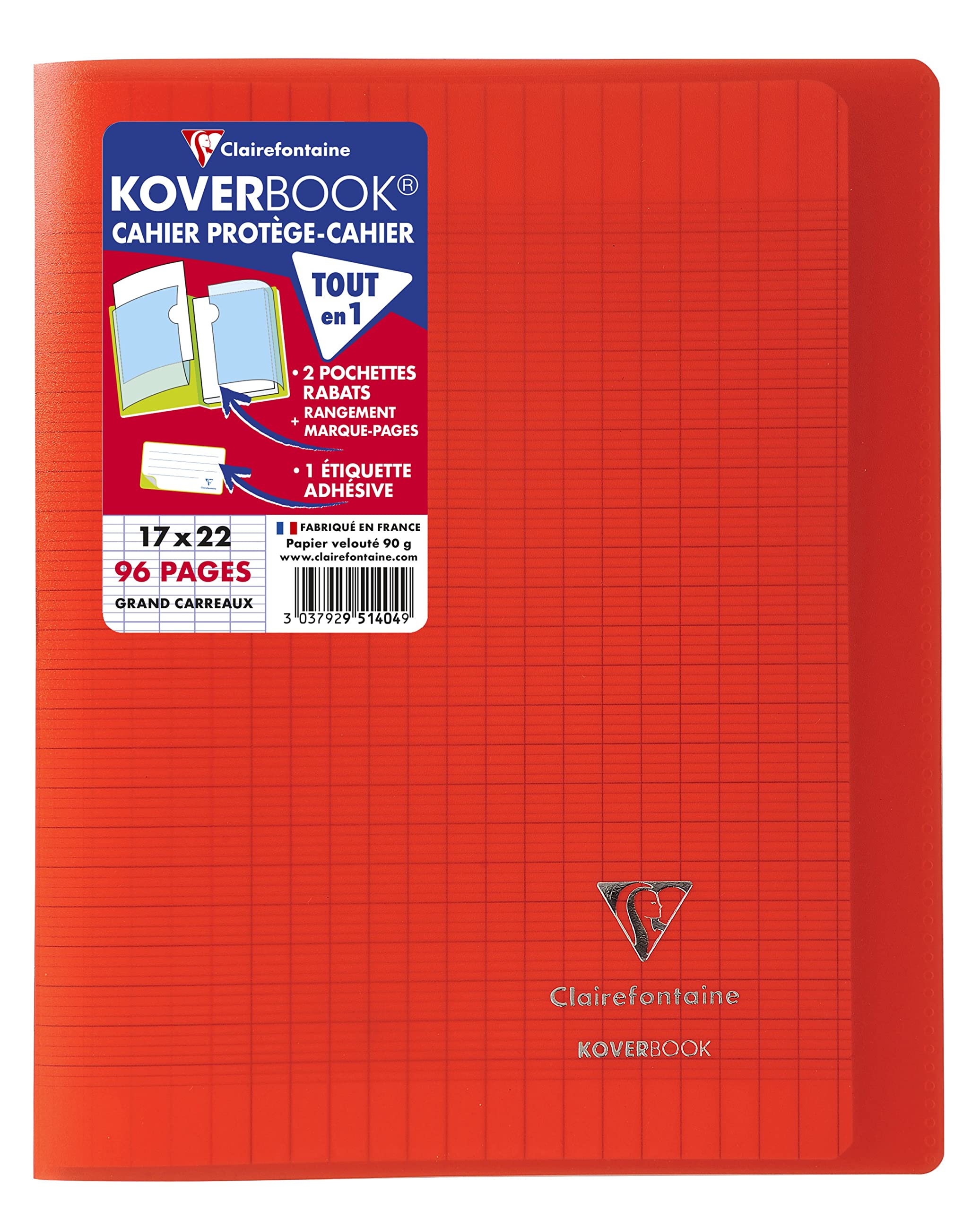 Clairefontaine 951404C zeszyt Koverbook 17x22 cm 90 g, czerwony