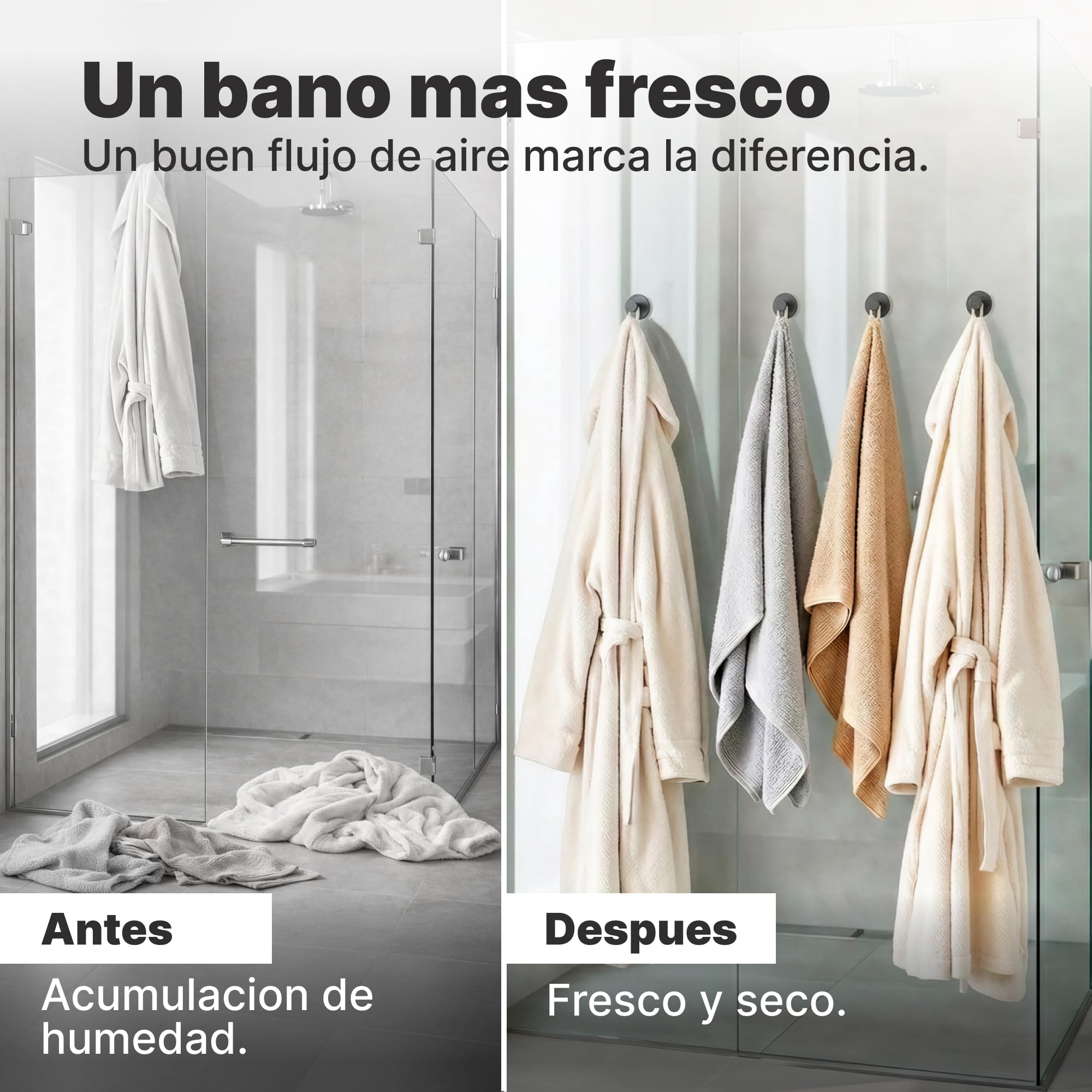 Minismus Ganchos Adhesivos para Pared, Colgadores Adhesivos Resistentes sin Taladro, Colgador Toalla Baño Cocina y Entrada, Ganchos para Colgar con Pomo Redondo, Acero Inoxidable Negro, 6 Unidades - 2