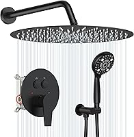 Vista 12 de SR SUN RISE Sistema de ducha, juego de grifo de ducha multifunción de 12 pulgadas, 6 ajustes de cabezal de ducha de mano de alta presión, válvula