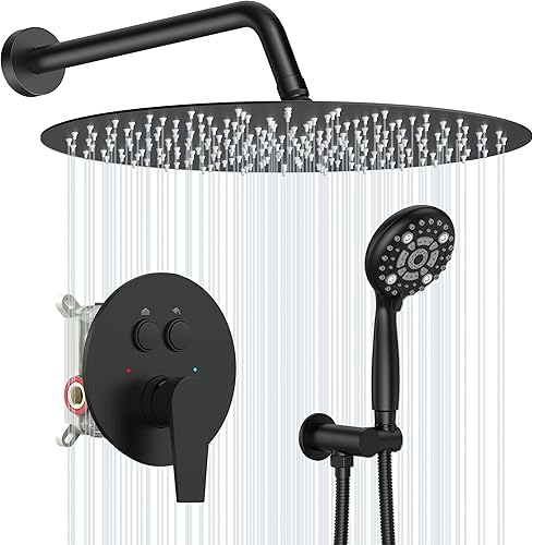 Miniatura 12 de SR SUN RISE Sistema de ducha, juego de grifo de ducha multifunción de 12 pulgadas, 6 ajustes de cabezal de ducha de mano de alta presión, válvula
