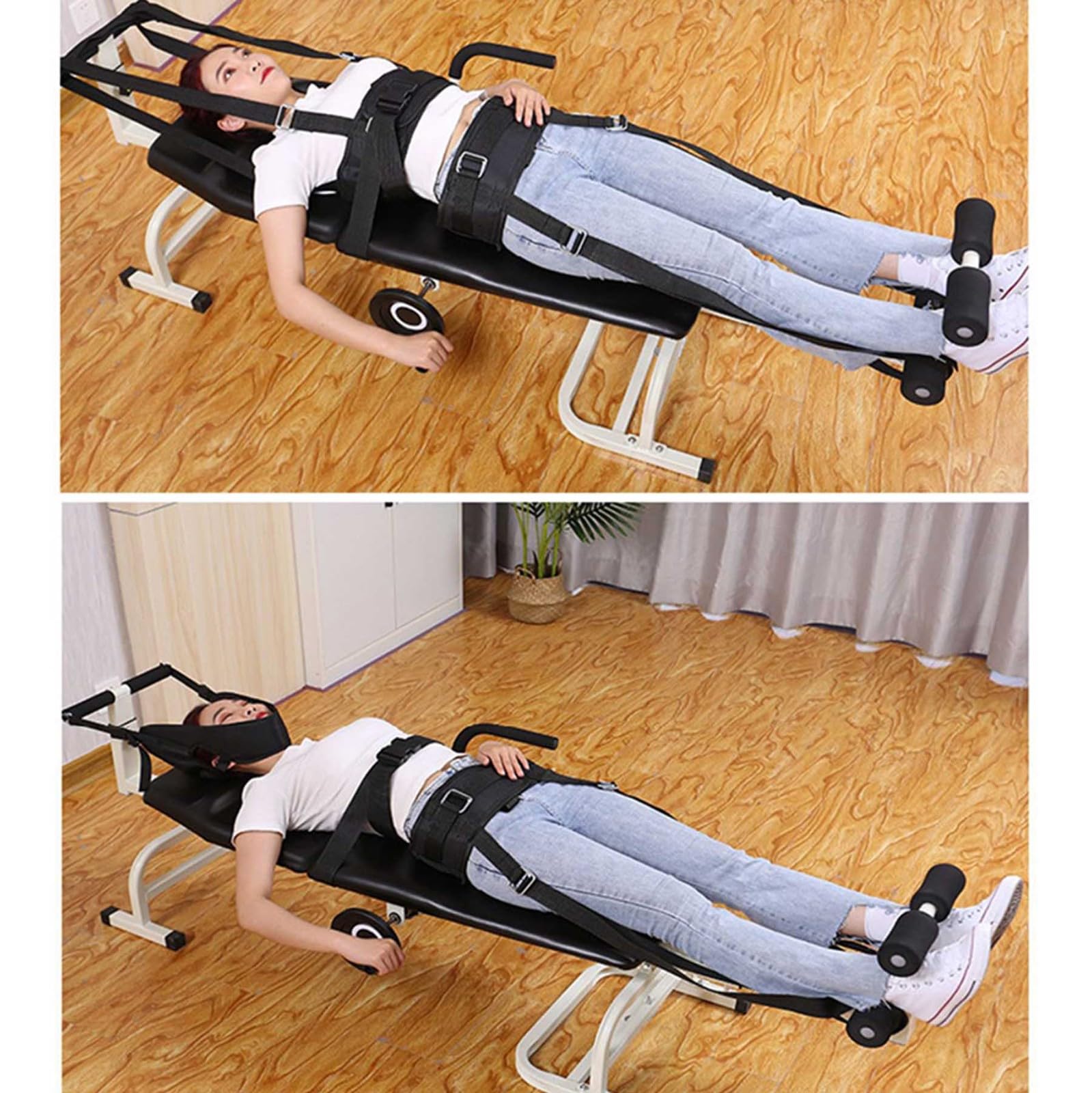 Cama de Tracción Cervical y Lumbar Adecuado Hernias Discales y Dolores Cervicales Masaje Plegable Cama Corrector Óseo Dispositivo de Estiramiento Corporal A,36CM