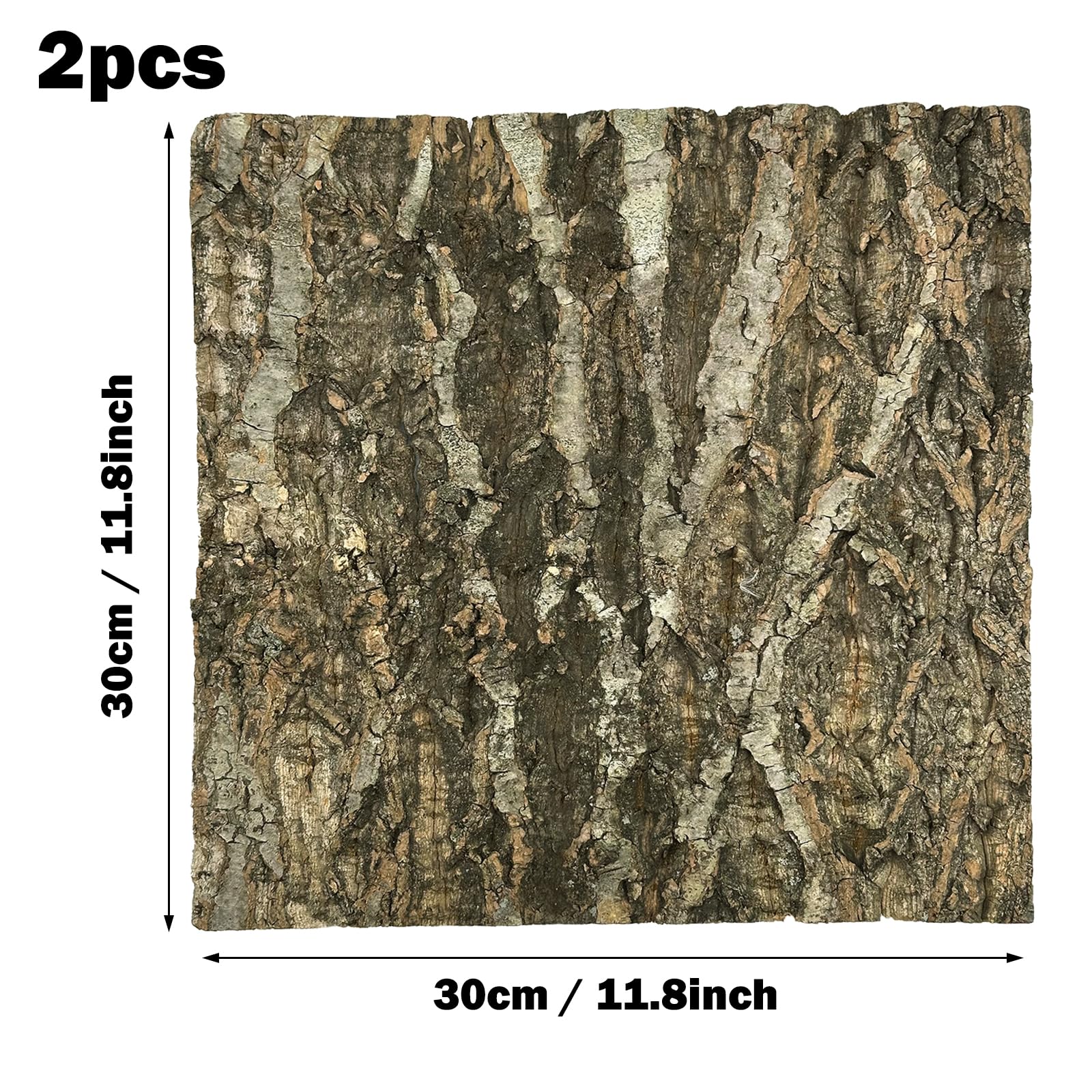 Sughero Terrario Sfondo, Decorazione di Corteccia di Rettile, Fondo Corteccia di Sughero per Terrario Decorazione per Tartaruga Lucertola (2PCS, 30 x 30 cm)