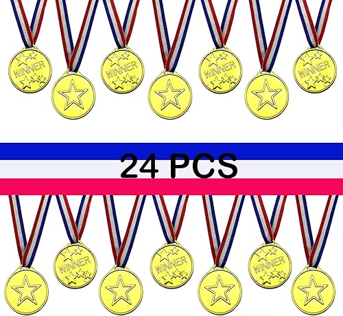 Miniatura 2 de Medallas ganadoras de plástico de 24 piezas, medallas de oro para niños, deportes escolares, competencia de fútbol, juegos olímpicos, juegos,
