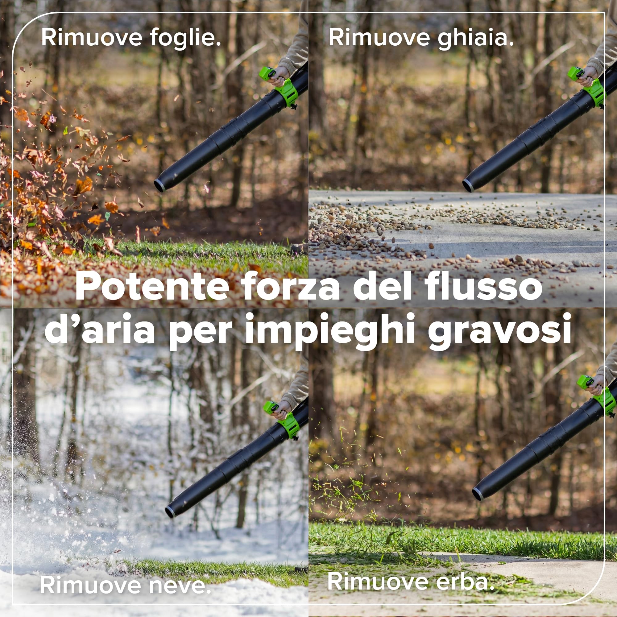 Greenworks Soffiatore a Batteria 24V Premium, Motore Brushless ad Alta Efficienza, 14,58 m³/min, 209 km/h, Tecnologia QUIETFORCE, Cruise Control – Solo Utensile BL24515A1