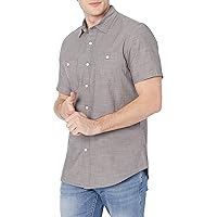 Amazon Essentials Camicia in Chambray a Manica Corta vestibilità Regular Uomo