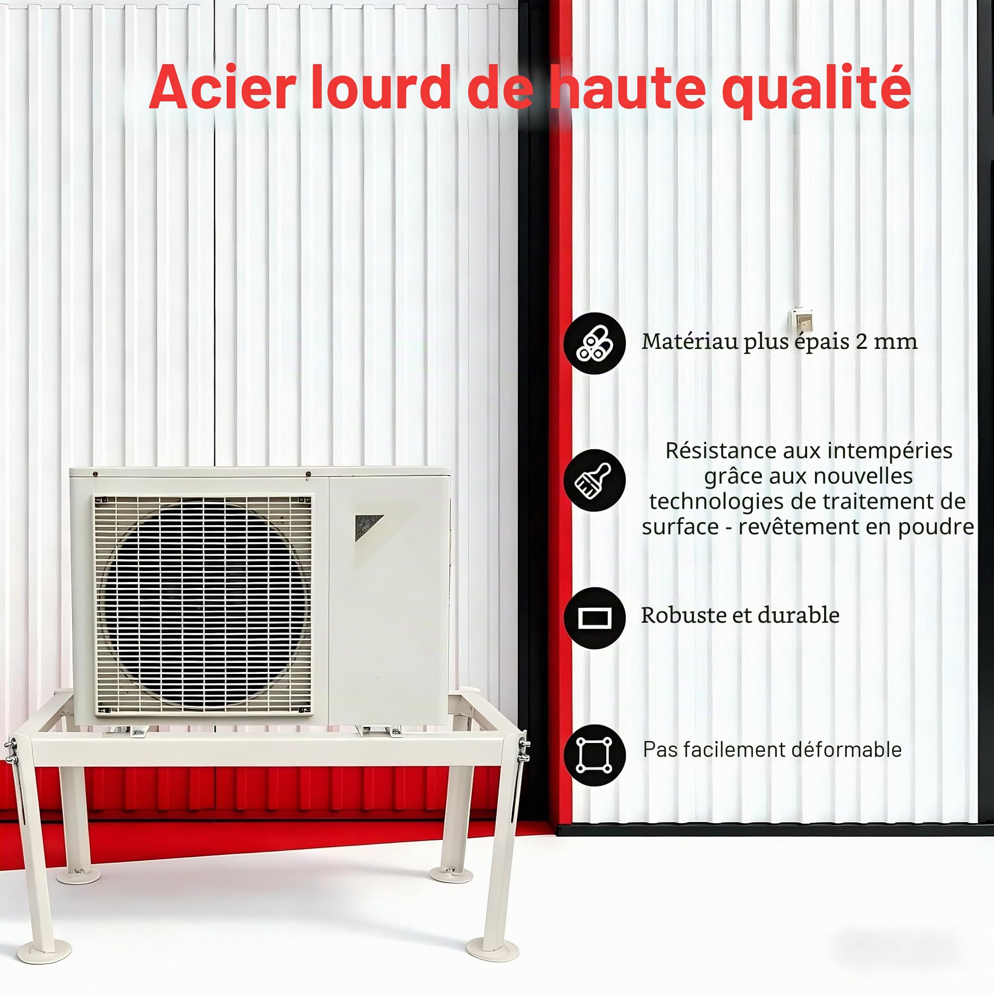 Wostore Support de sol pour pompe à chaleur, climatiseur, console de sol, support de climatisation, cadre jusqu'à 140 kg, 9000-24000 BTU GS 380