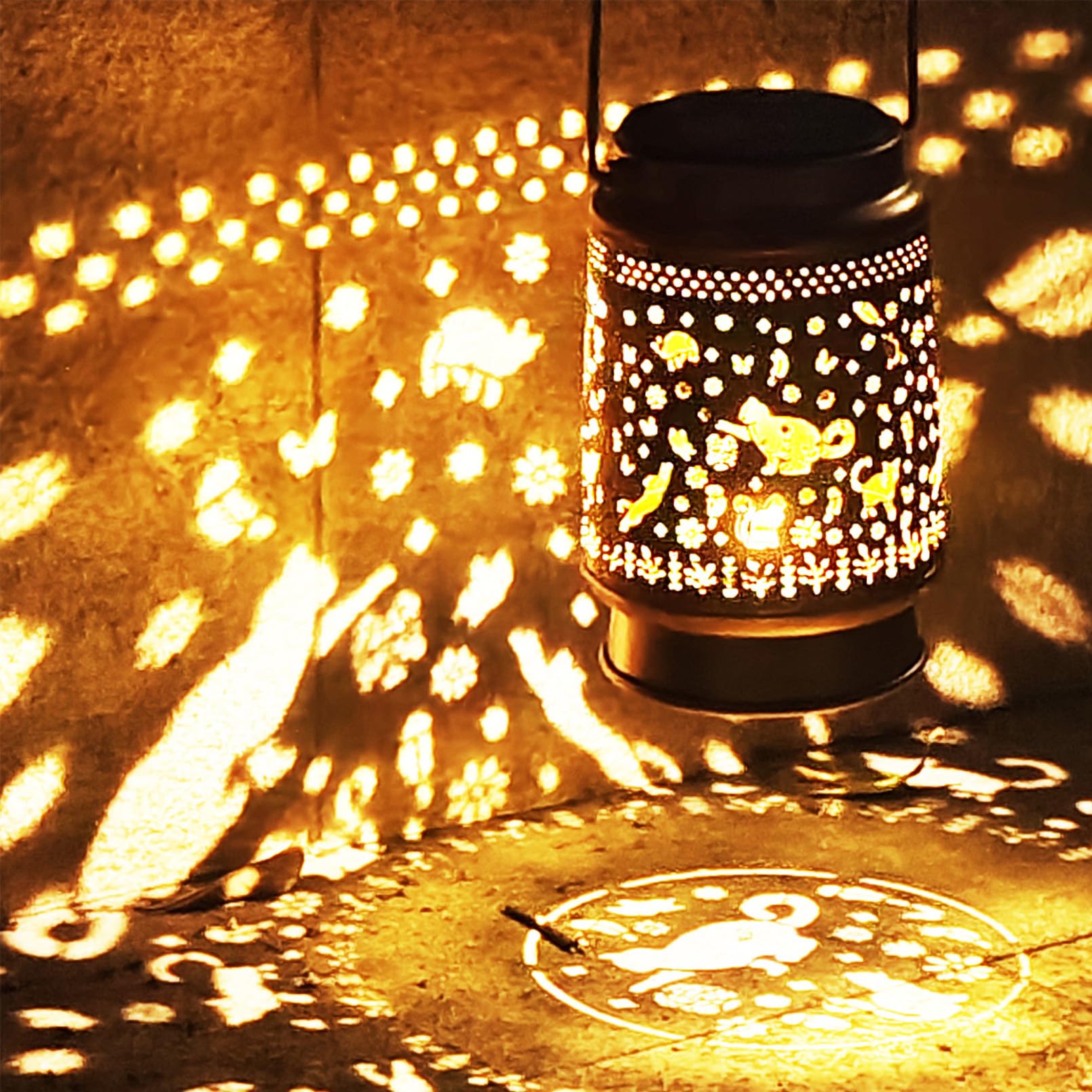 Solar Lanterns Outdoor Waterproof, Garden Decor Metal High Brightness LED Light, Solar Hanging Lantern for Garden,Yard,Patio,Lawn (Cat)