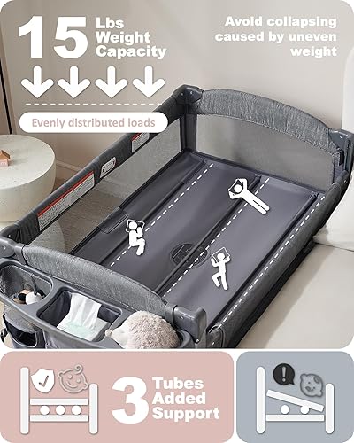 Miniatura 3 de Moisés 4 en 1 para bebé, 4 funciones, para cuna, patio de recreo, cambiador, cuna para bebé recién nacido, moisés para bebé recién nacido, moisés de