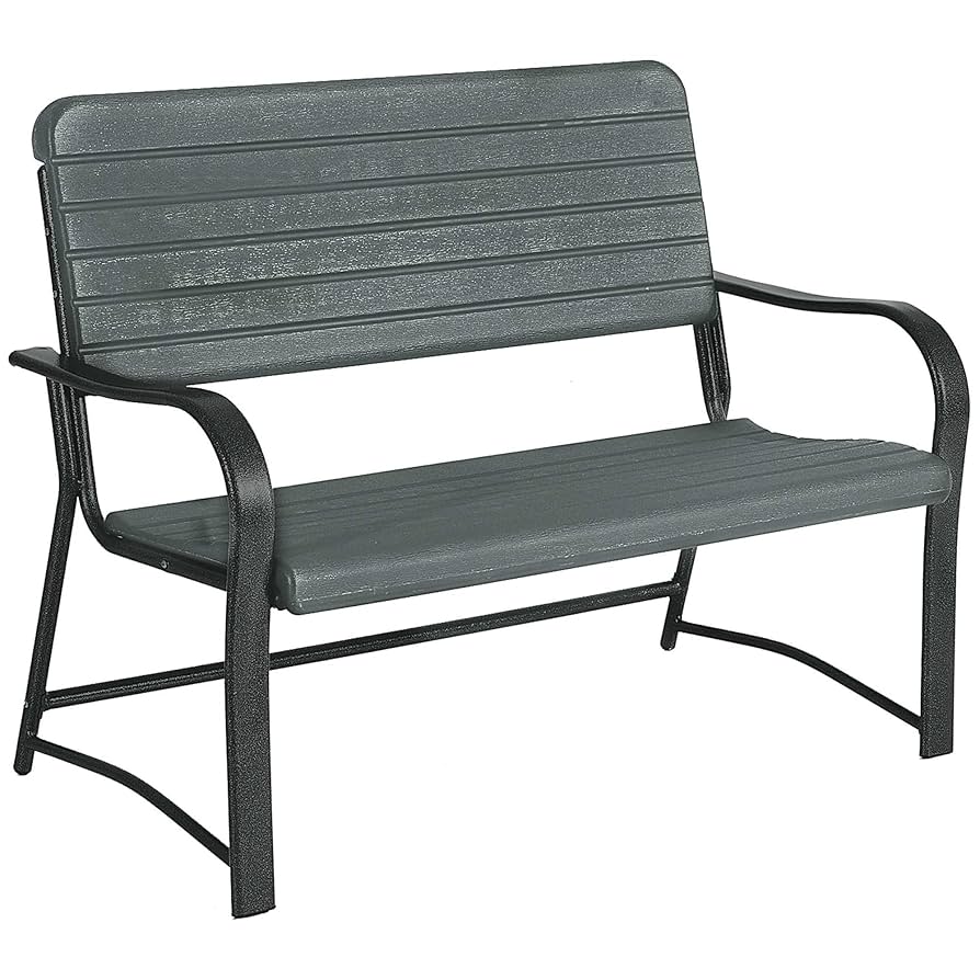 Costway Garden Bench 2-Seater Outdoor Bench Chair Garden Chair Patio Furniture Balcony Backyard Black