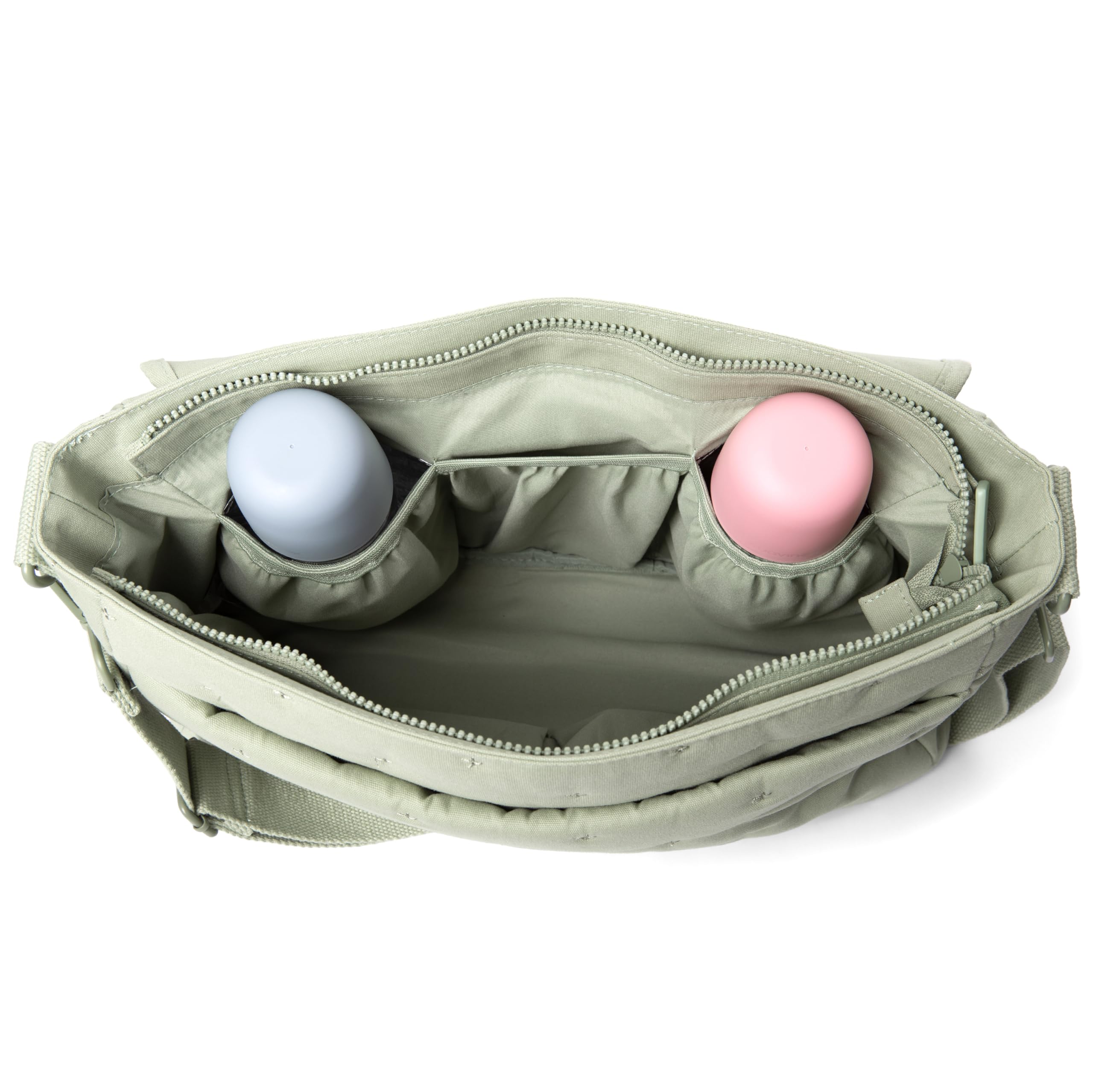 Suavinex, Bolso Maternidad Bandolera, Bolso Carro Bebé de Gran Capacidad, Asas Ajustables al Carrito, Solapa y Cierre de Cremallera, Impermeable, con Bolsillos Interiores, Verde