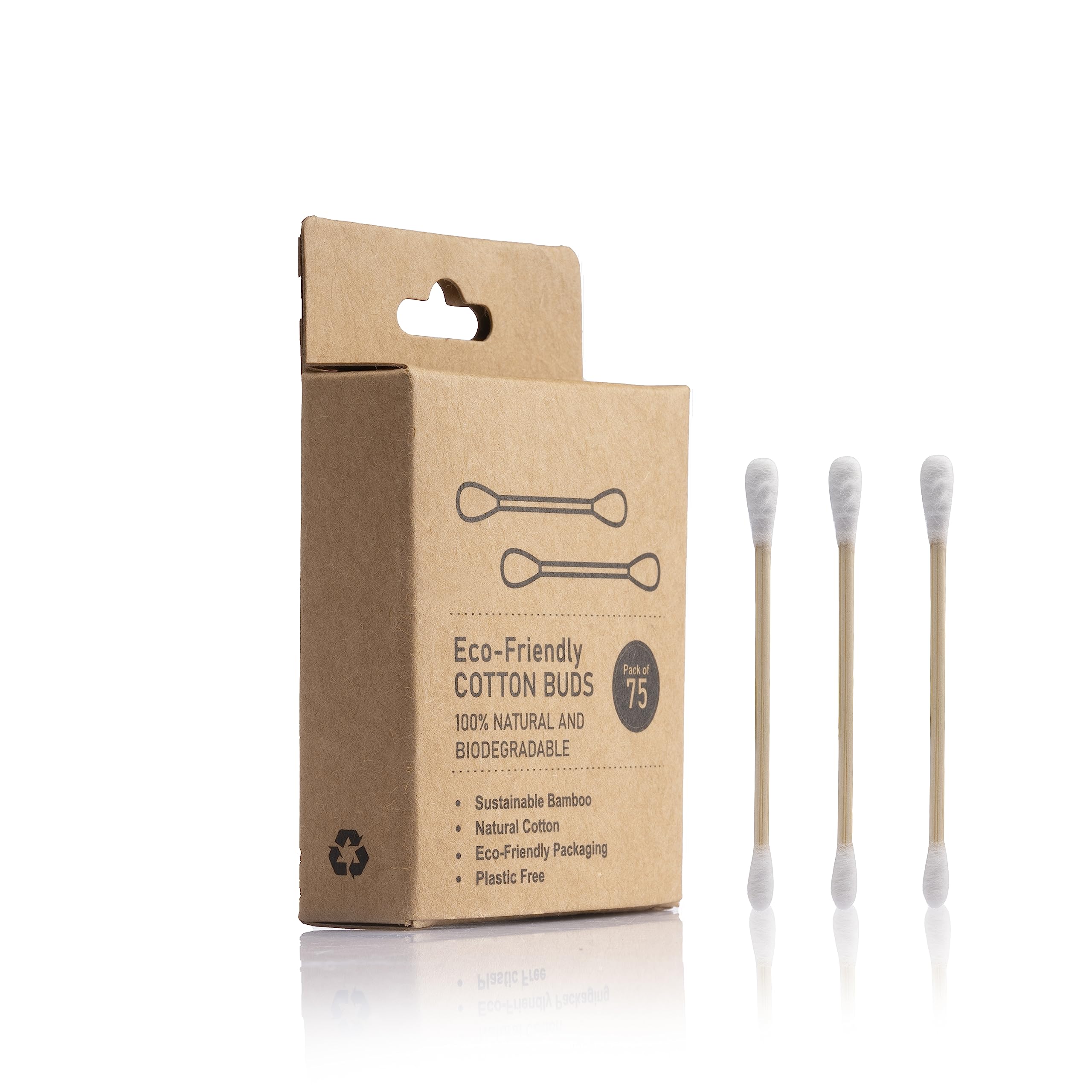 150 Bamboo Cotton Swabs Wooden Cotton Buds, Eco Friendly Cotton Swabs Wood Sticks, Dual Cotton Tipped Applicators Organic Cotton Swabs, Recyclable & Biodegradable Cotton Buds for Ear Cleaning, Makeup (Pack of 2)