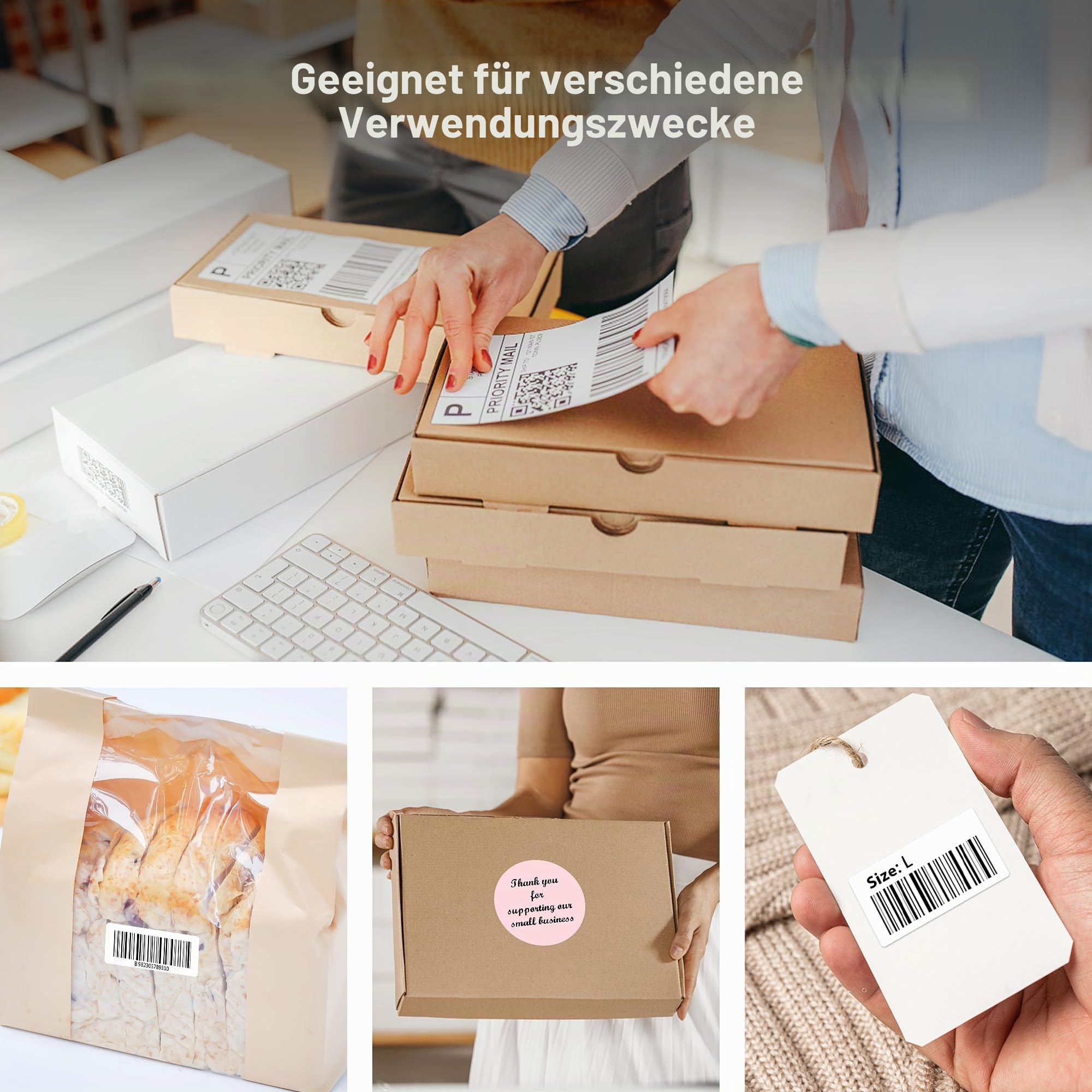 POLONO Etikettendrucker, DHL Thermodrucker Labeldrucker, Label Printer Thermodrucker Desktop Etikettendruck für Amazon, Ebay, Etsy & Shopify, DHL ups USB Mac/PC Count, Lila