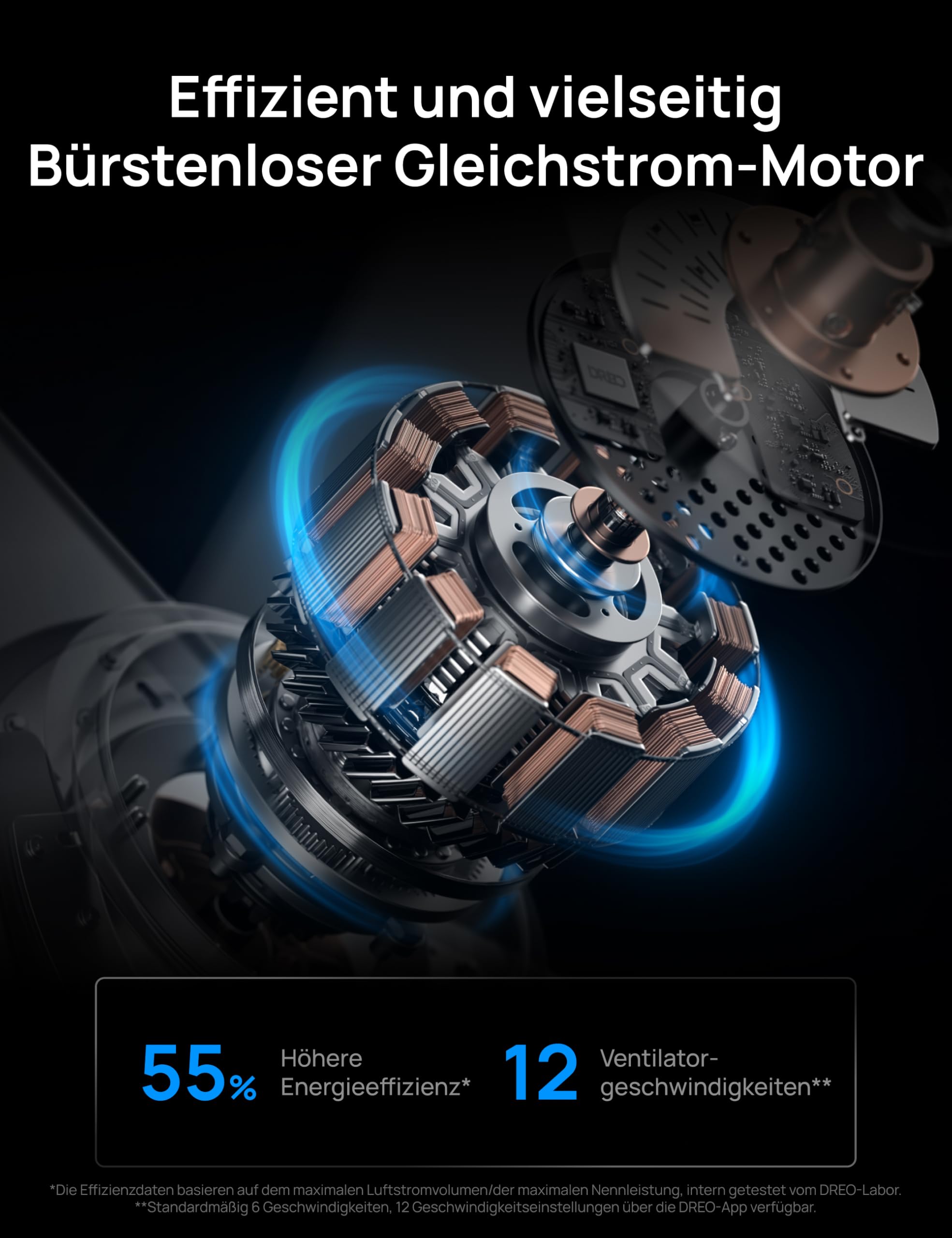 DREO Smarter Low-Profile-Deckenventilator mit Licht, 132 cm, dimmbare LED mit einstellbarer Farbtemperatur, RGB-Ambientlicht, leiser DC-Motor, einfache Montage, App- & Alexa-Steuerung, weiß