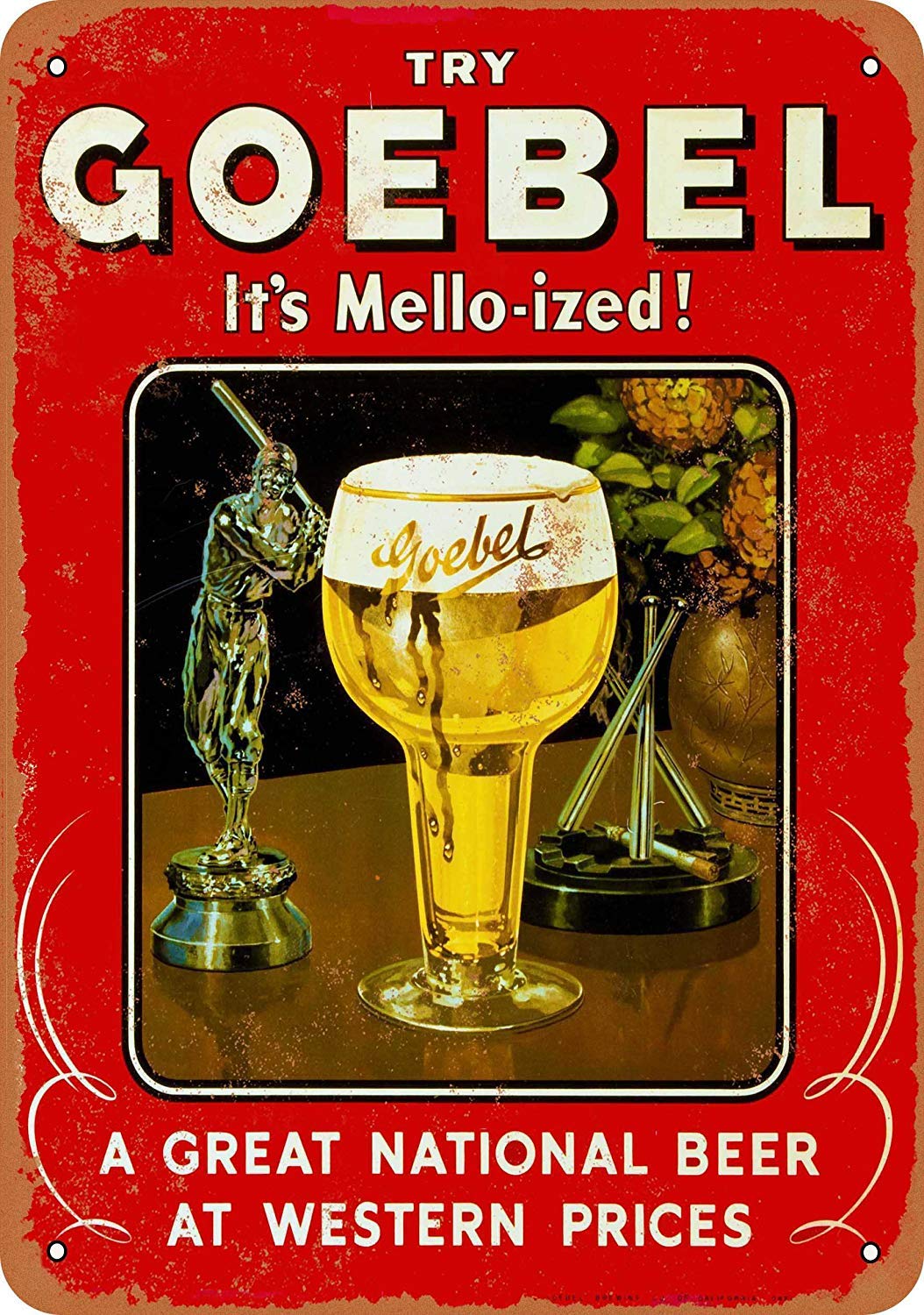 Goebel Beer Vintage Look Novelty Metal Sign for Home 8 x 12 Tin Sign Man Women Cave Decor