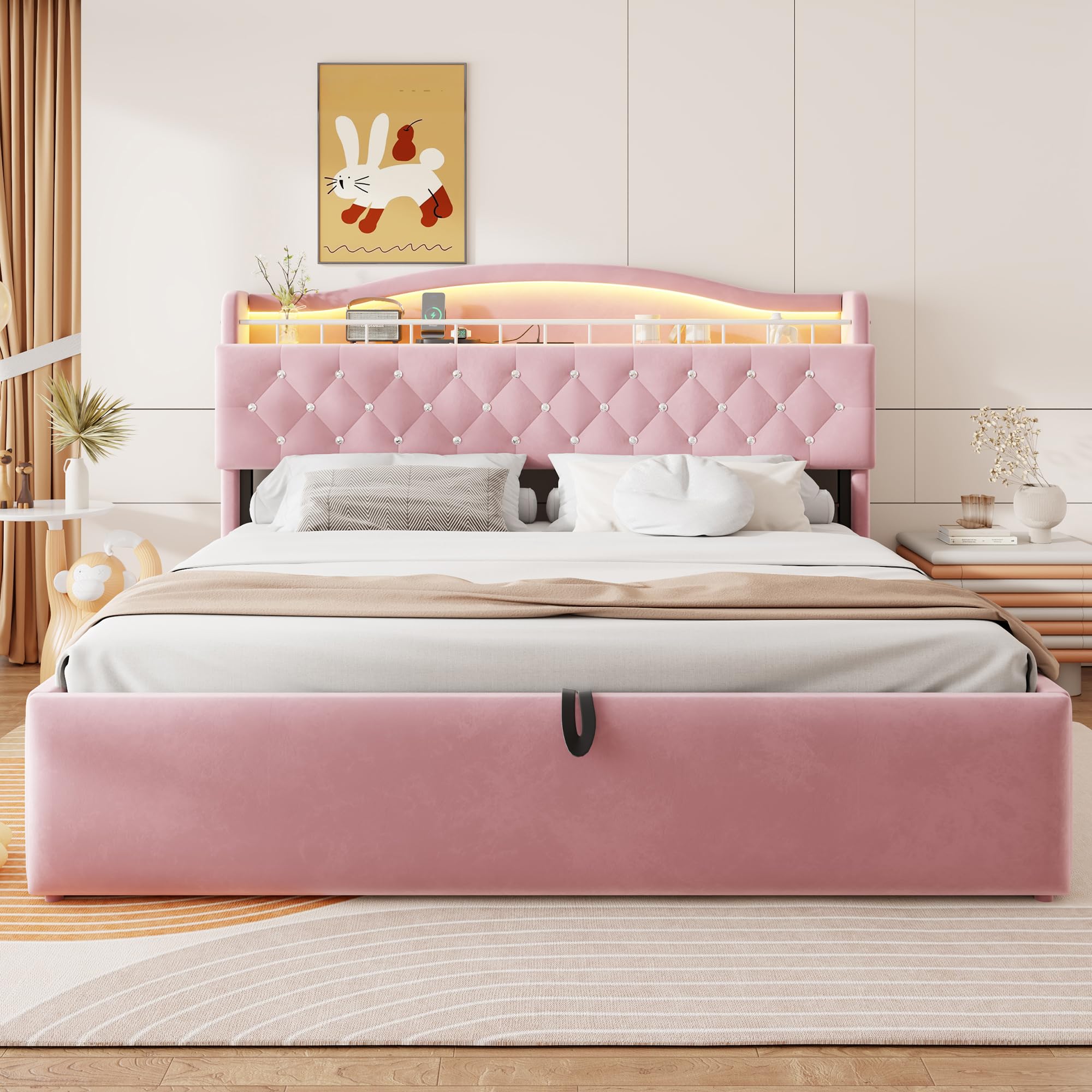 Letto imbottito idraulico, letto matrimoniale con contenitore, 180 x 200 cm
