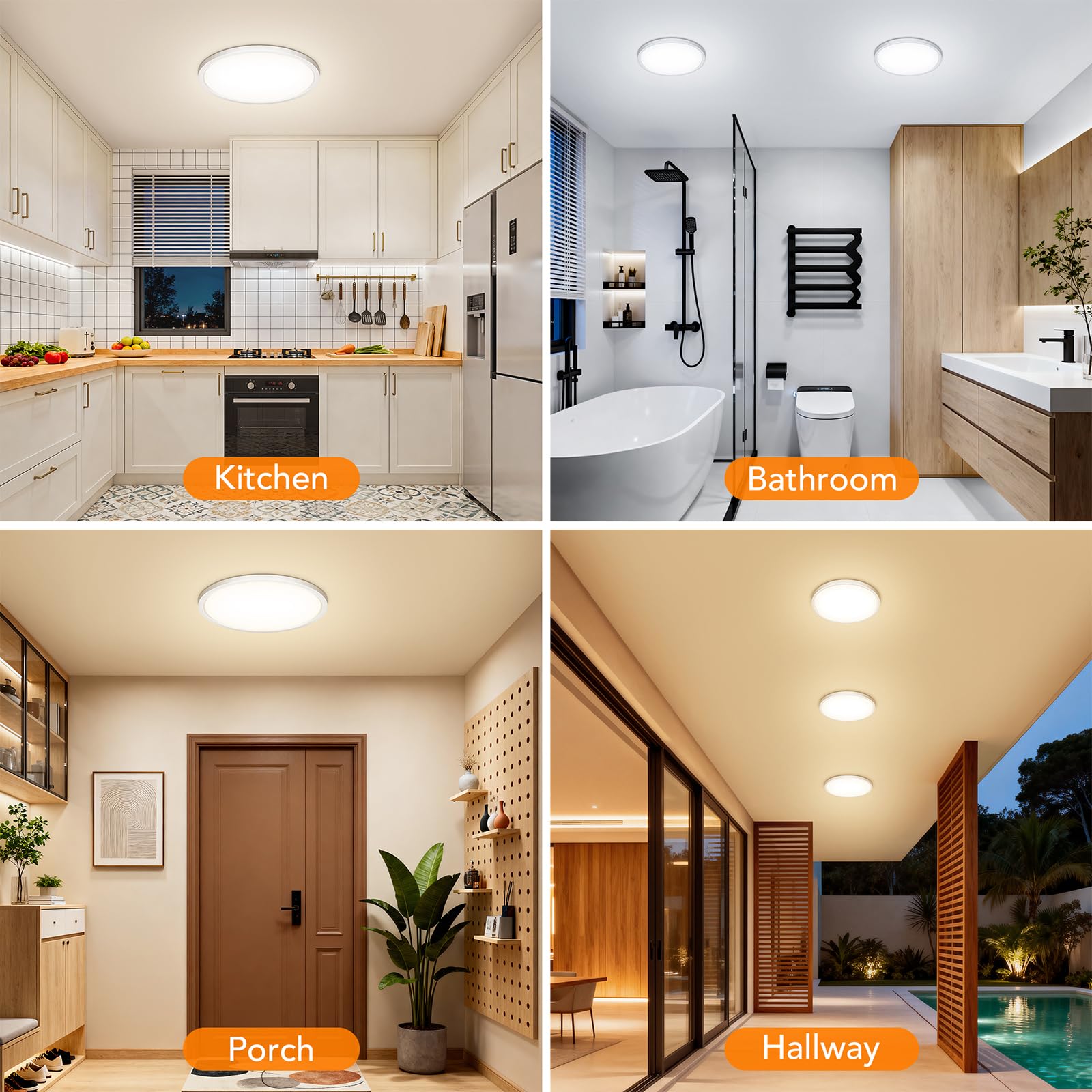 Plafoniera LED Soffitto, 32W 3200LM Lampada da Soffitto Ultrasottile, 3000K/4000K/6500K, moderna IP44 Impermeabile Lampada per Soggiorno, Bagno,Camera da Letto,Cucina,Ø40CM