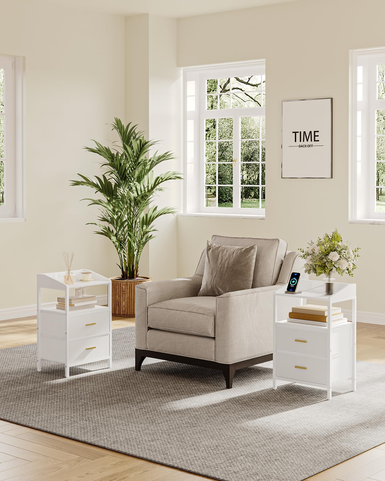 Alice's Garden L Nachtkastje Bohème L Set Van 2 L 40x39x65.8cm L 1 Plank L Naturel