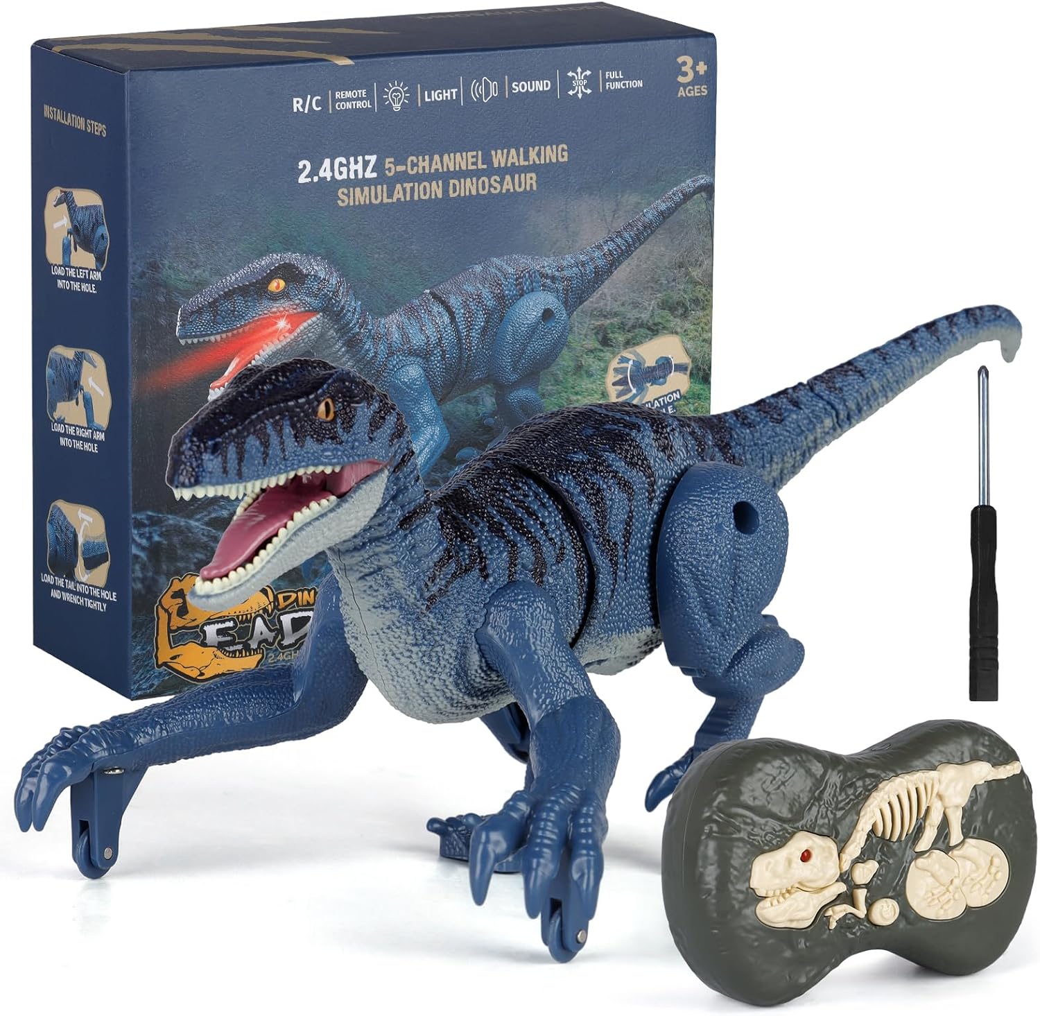 Winthai Remote Control Dinosaurs, Mini Dinosaur with Glowing Eyes