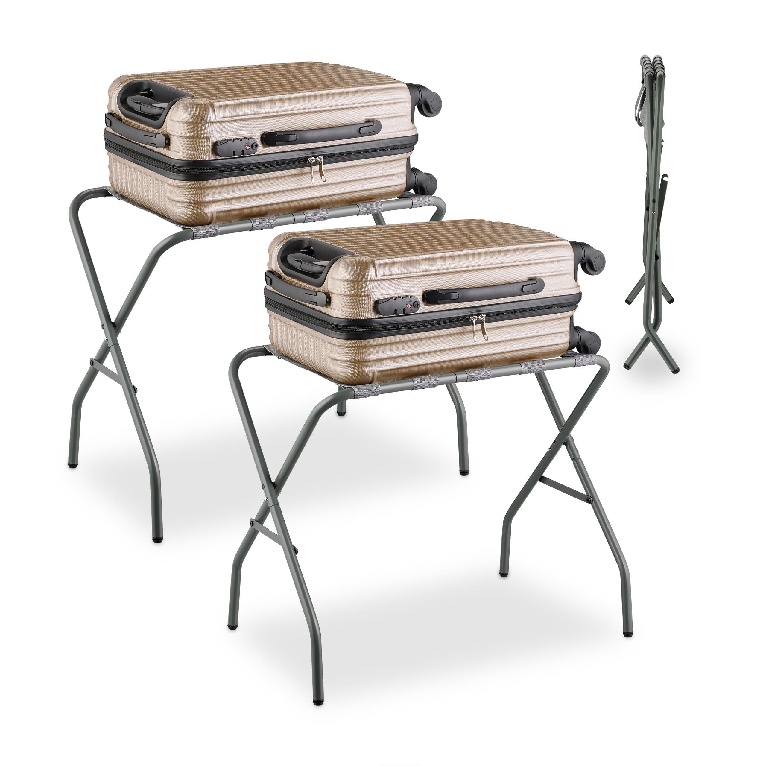 Set 2 Portavaligie In Legno Relaxdays - Pieghevoli, Per Hotel/Casa, 54x66x48 Cm, Portata 30kg - Foto 4