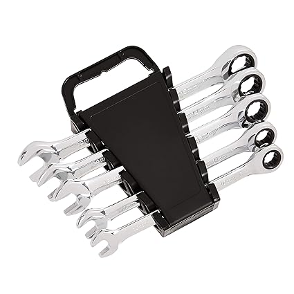 amazon basics Ratcheting Fixed Square Wrench Set - Metric, 5-Piece