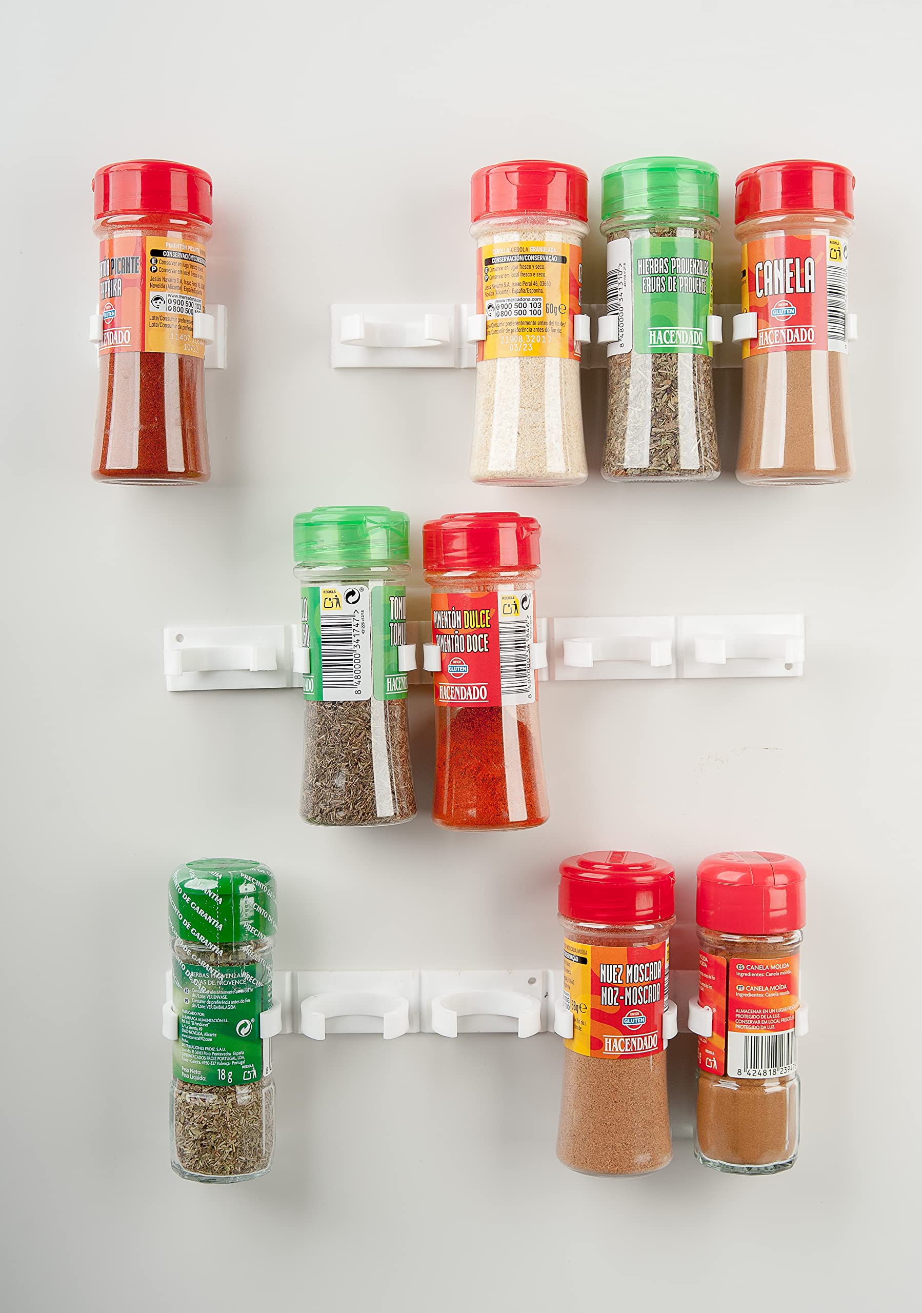 Especieros para cocina, Organizador especieros para pared, Soporte de botes de especias para estanteria, Organizador armarios y cajon, Codimentero para 20 botes