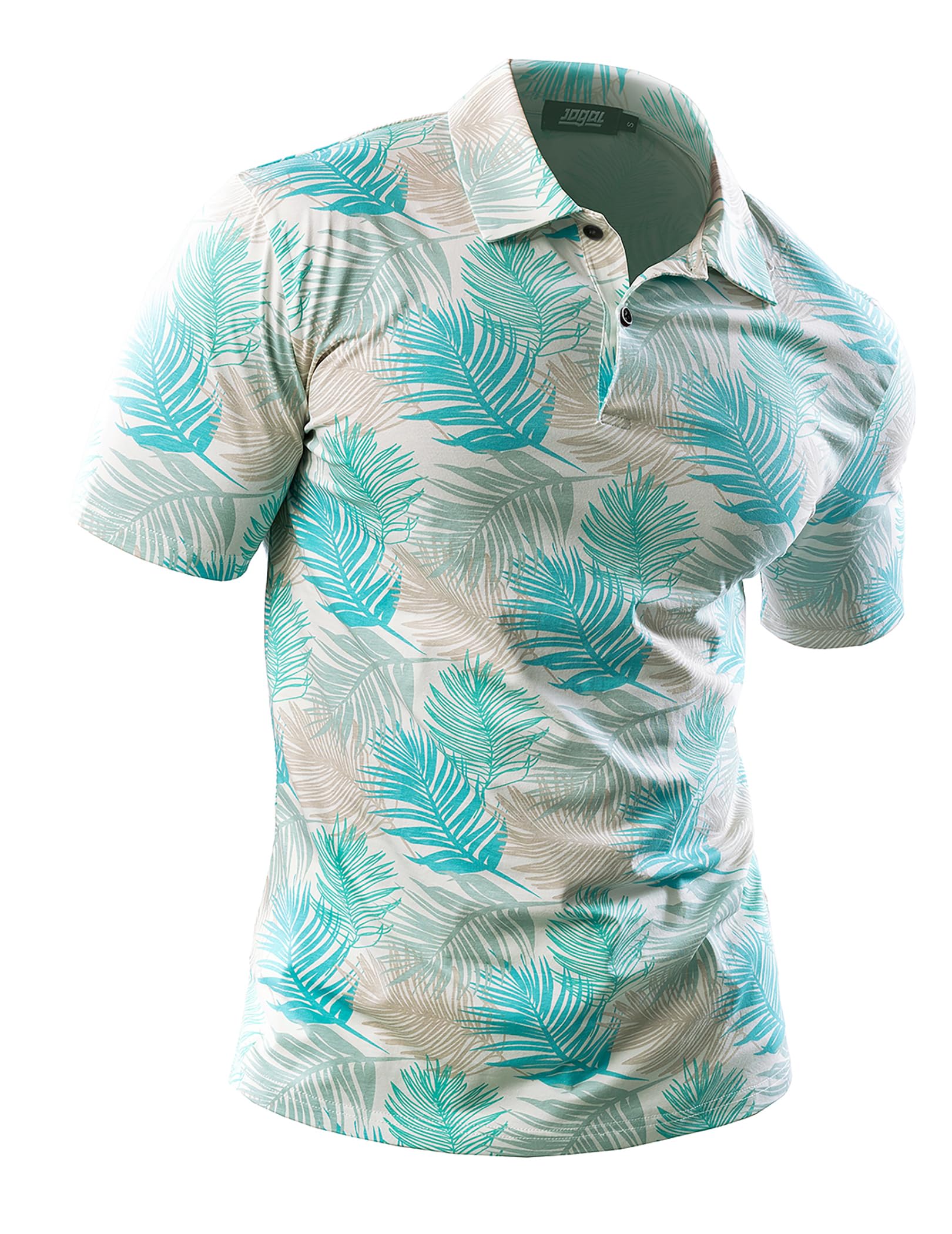 JOGAL Polo de golf à manches courtes pour homme - Motif floral - Pour l'été - Coupe droite - Pour le sport et l'extérieur