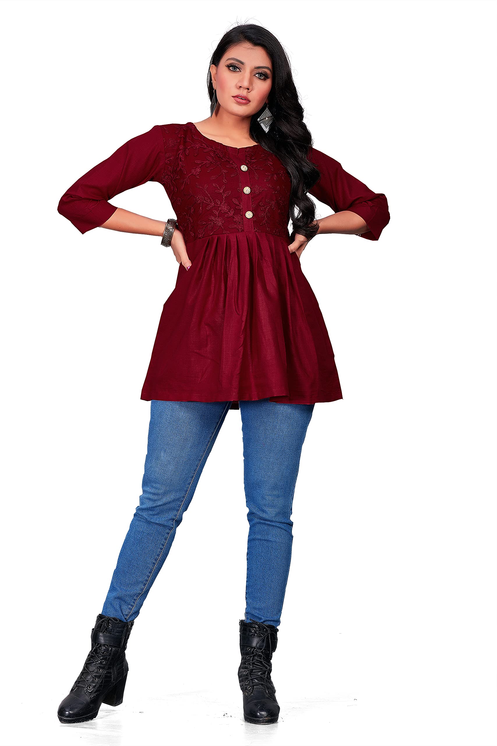 shree laxmi fashion Women's Cotton Fancy Top (Maroon)-picture-17