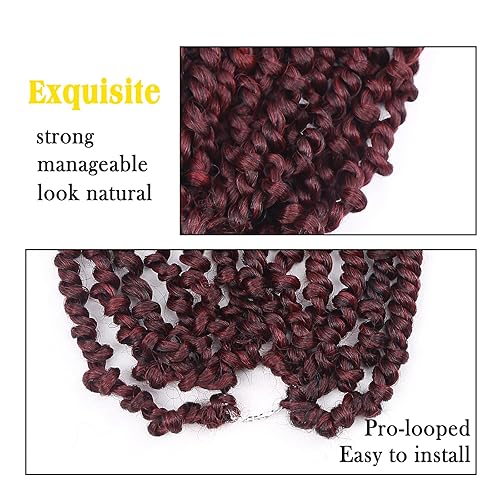 Miniatura 6 de Pelo de Passion Twist  Cabello de ganchillo de 18 pulgadas para mujer, 8 paquetes de cabello rizado pretrenzado de ganchillo Passion Twists