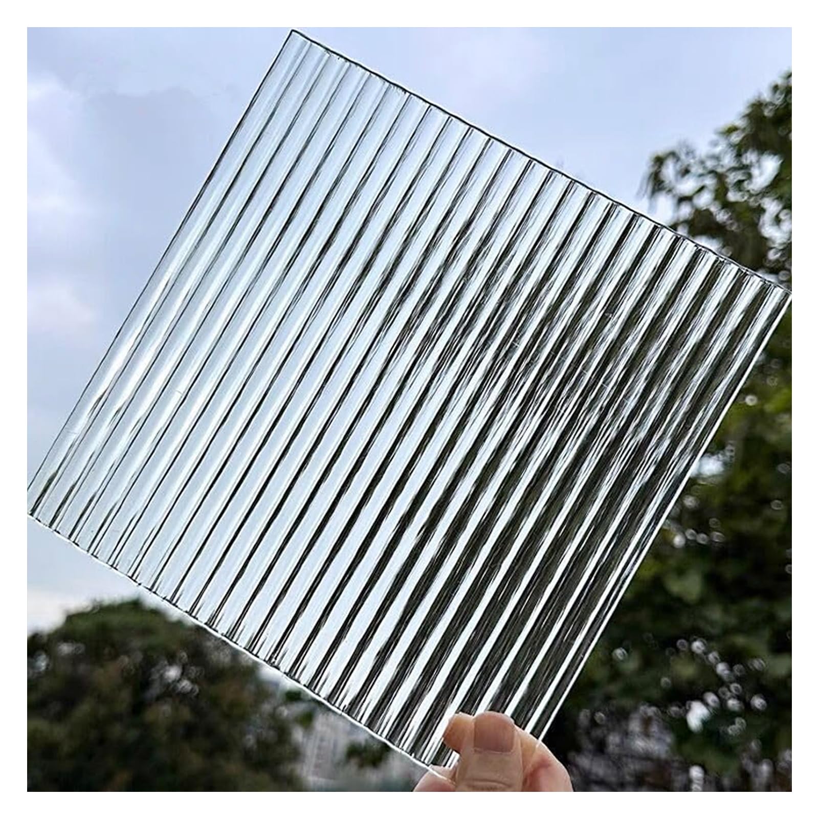Przezroczysta płyta akrylowa, Kwadratowy, przezroczysty arkusz akrylowy, falowany pasek, teksturowany, wiele rozmiarów 5 mm(Wide Stripe,400x400mm)