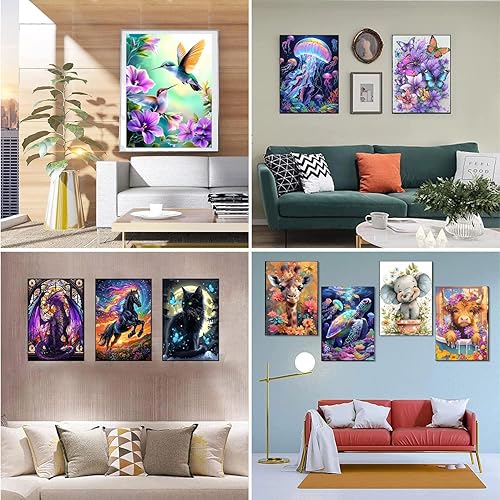 Miniatura 2 de CraftCraze Paquete de 12 kits de pintura de diamantes de animales para adultos, puntos de diamante 5D para adultos principiantes, kit de pintura por