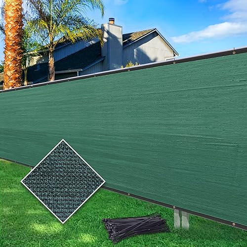 Cisvio 4ft x50ft Privacy Screen Fence 90% Blockage Heavy Duty Protective Covering Mesh Fencing for Outdoor Patio Lawn Garden Balcony Dark Green