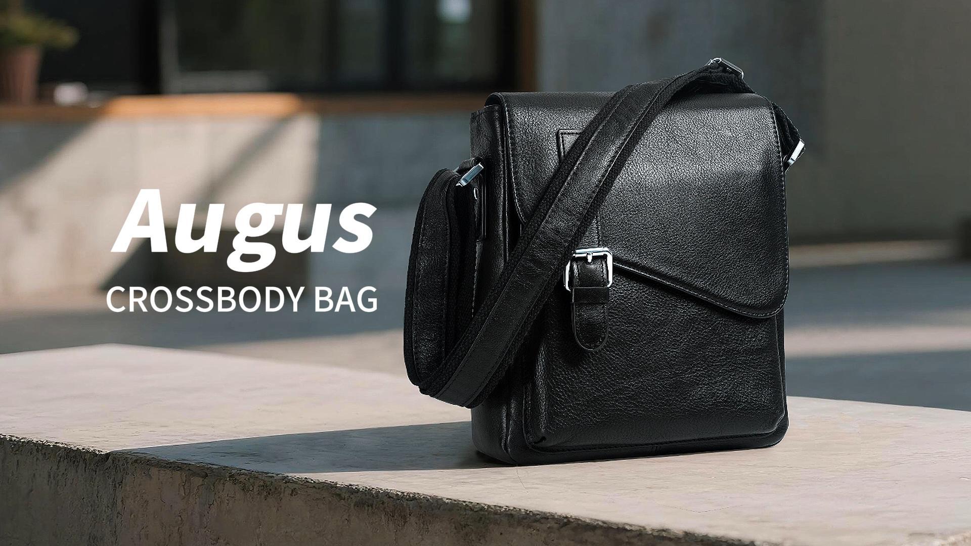 Amazon.com: Augus Leather Messenger Bag Men's Crossbody Black Fits