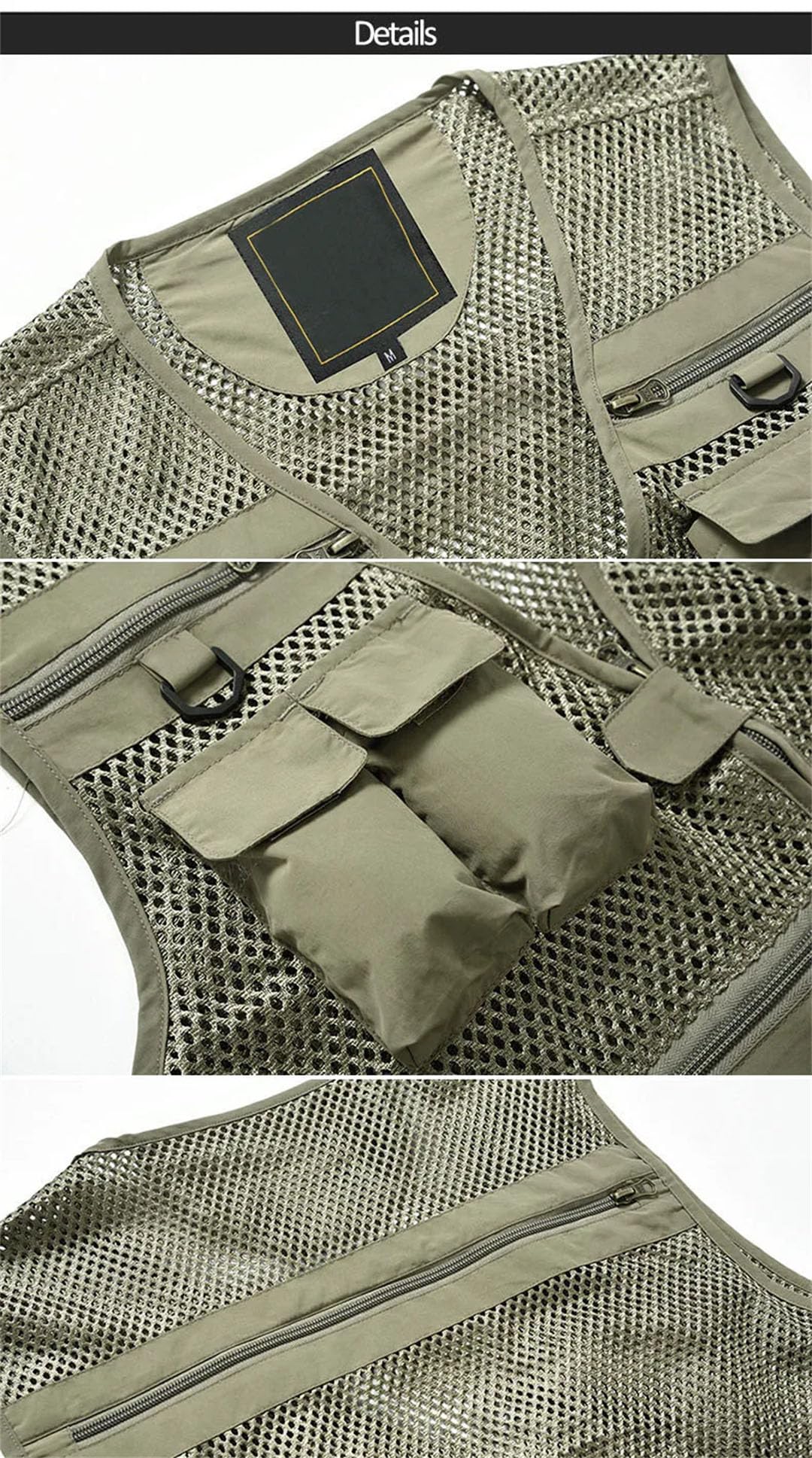 Gilet da pesca da uomo in rete con tasche multiple