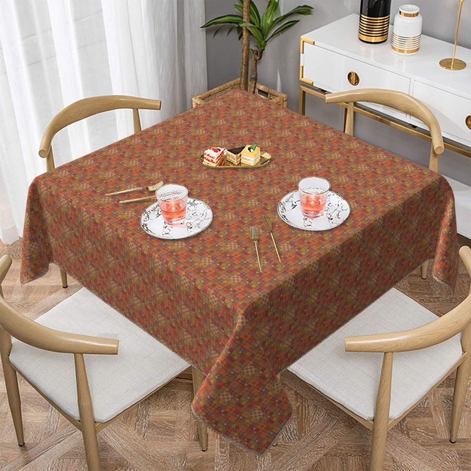 Group of Moroccan Geometric Print 55in Square Table Cover for Wedding Party Coffee Tables Office Meetings Home Decor
