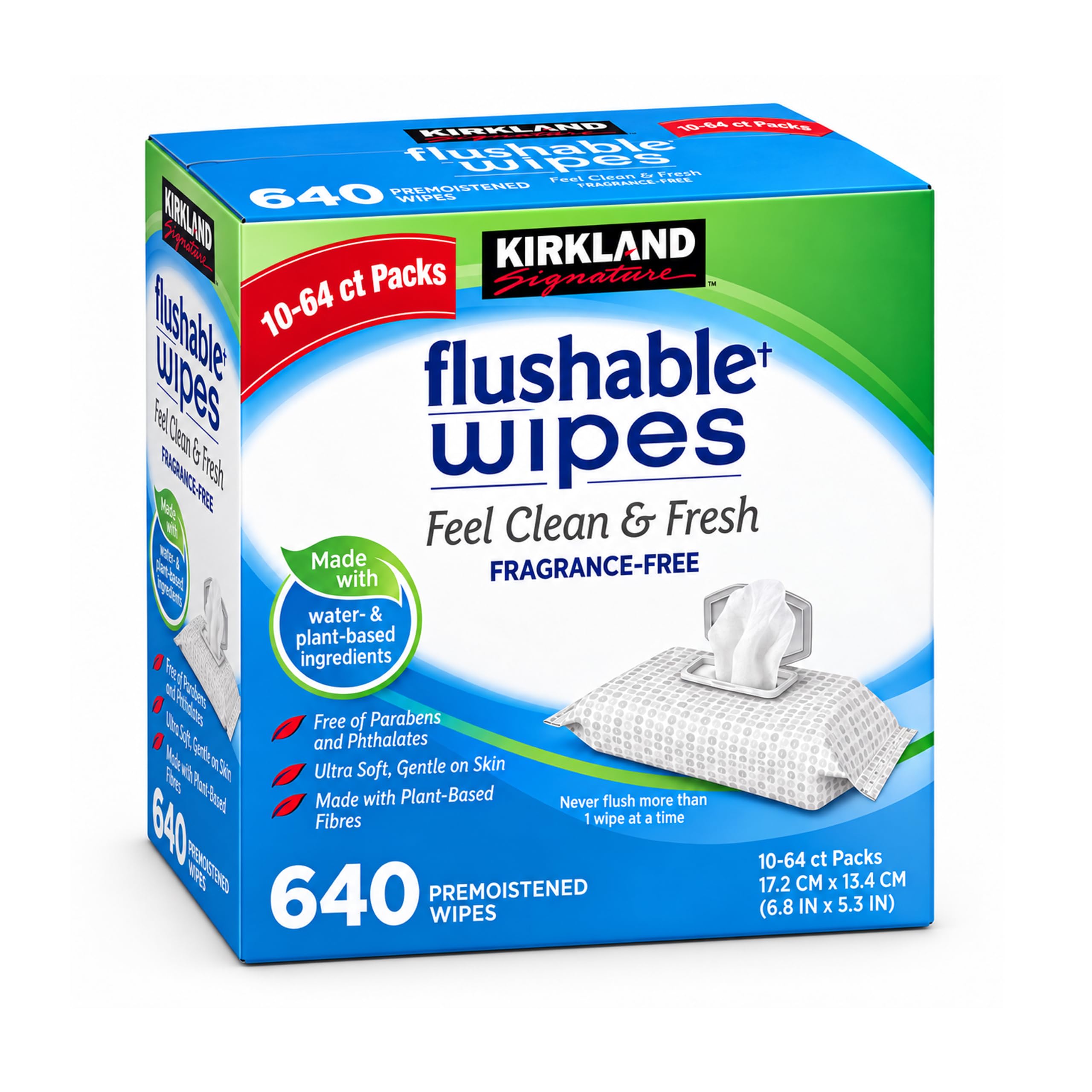 Kirkland Signature Kirkland signature moist flushable wipes 632 wipes, 632 count, White Unscented 632 Count (Pack of 1)