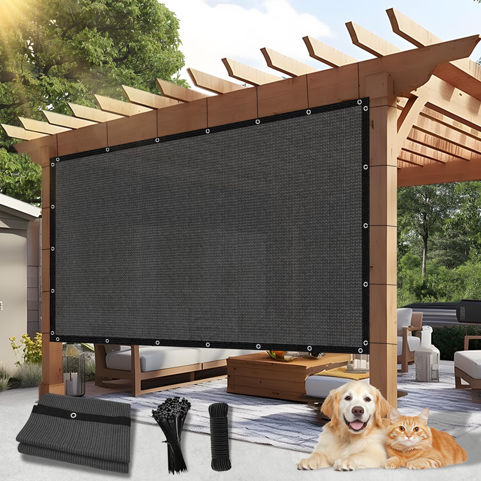 BELLE DURA 6'X20' Shade Cloth 90% Blockage Heavy Duty Pergola Shade Cover with Grommets for Outdoor Patio Lawn Garden, Cable Zip Ties Included, Dark Grey (We CustomSized)