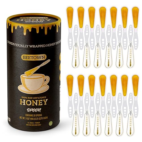 Miniatura 2 de Elephant Park Agitador de cuchara de miel 100% cruda, sin filtrar, paquete de 20 unidades, grado A de alta calidad, sin OMG, envuelto