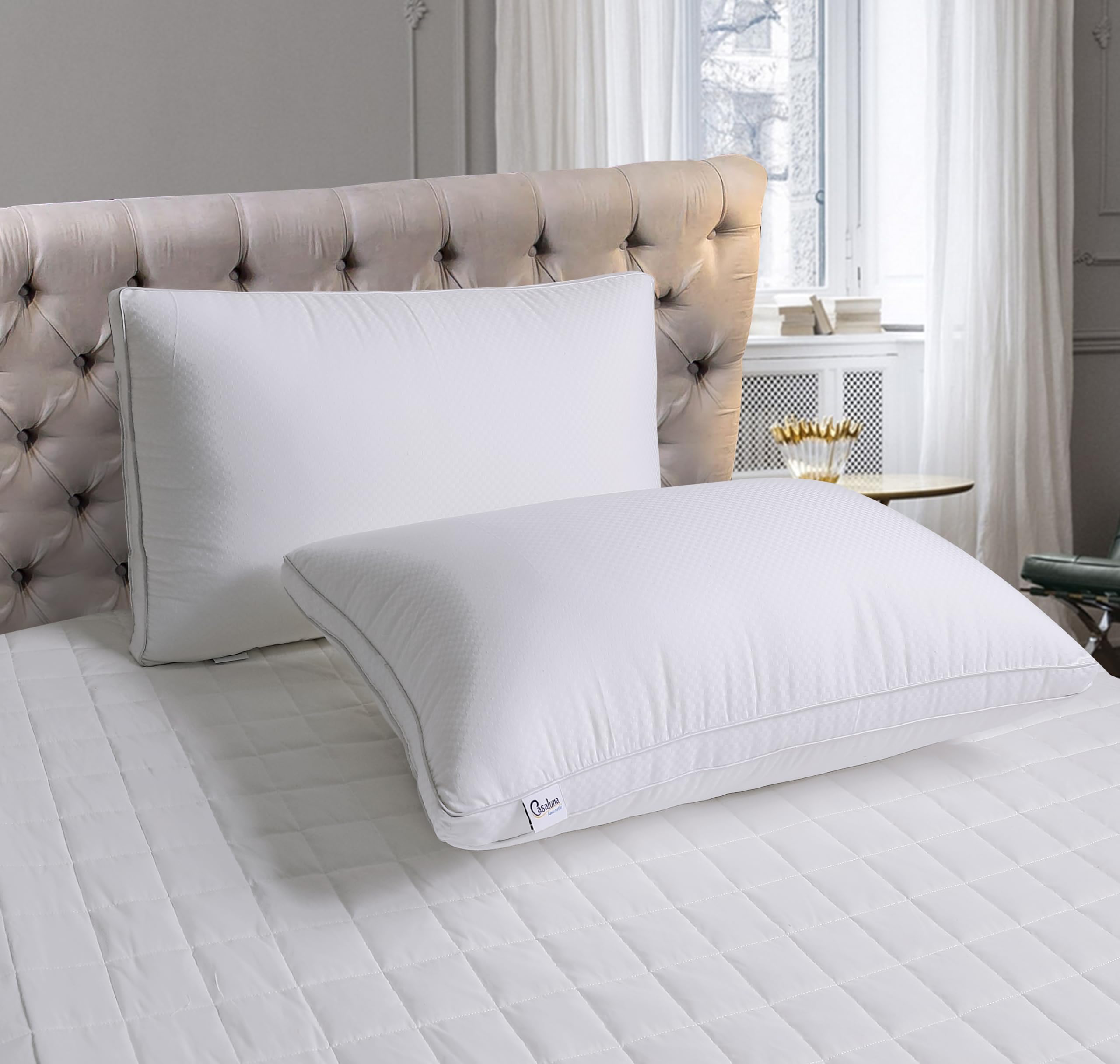 – Luxury White HOTEL PILLOW COTTON 100%, Super Soft With Hight Quality, Luxury 240 TC Size 75x50 cm