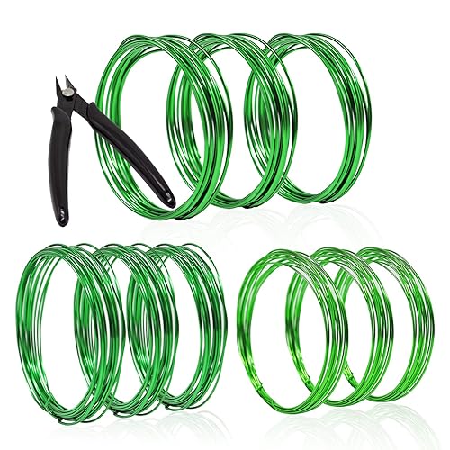 Bonsai Wire with Cutter Kit - 9 Roll Tree Training Wires 1496 Feet Total Anodized Aluminum Wire 1mm15mm20 mm Training Wirefor Bonzai Trees Indoor