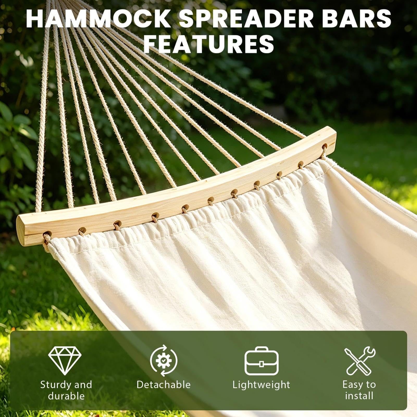 Barre D'Écartement Hamac 2 Pièces Support En Bois Détachable Et Portable
