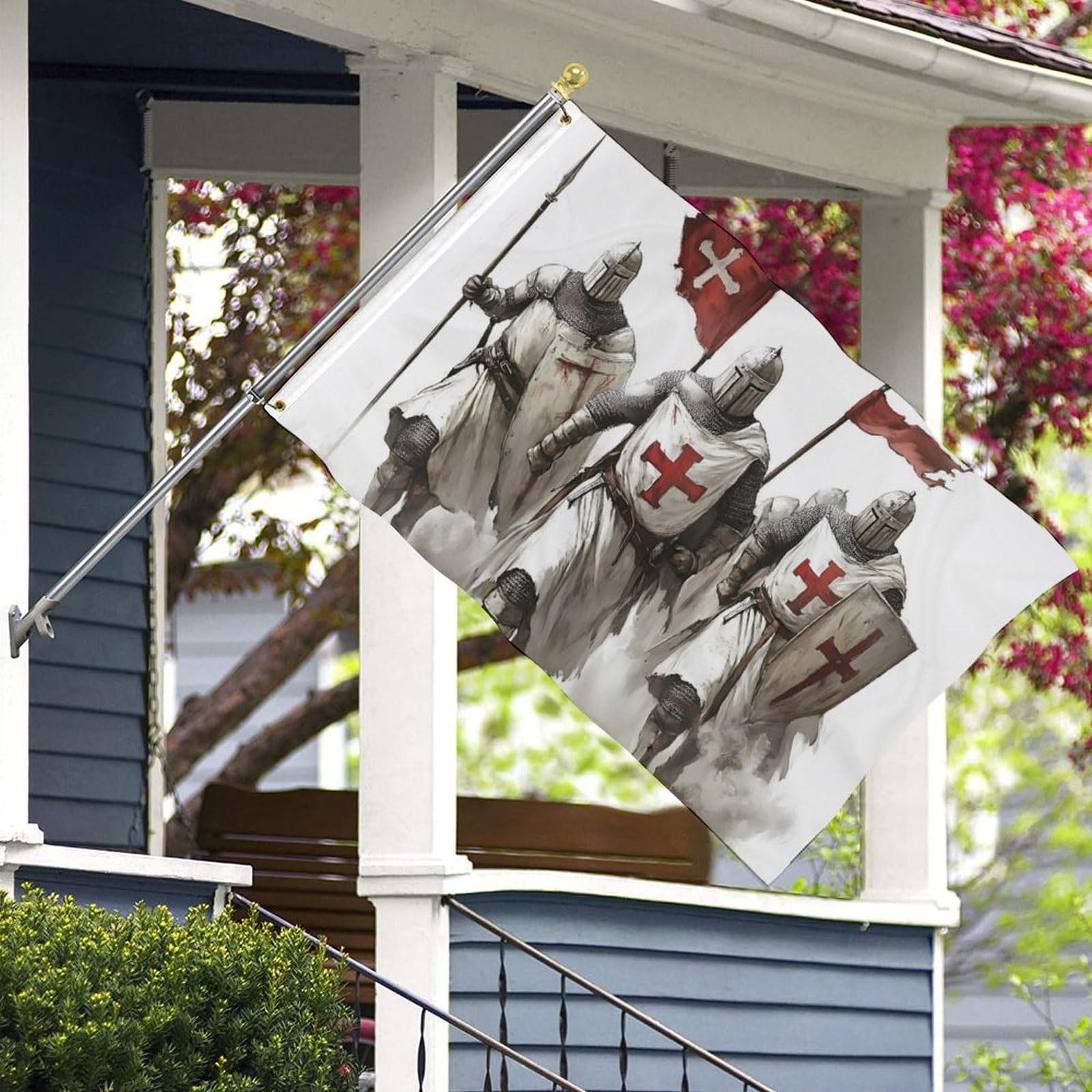 Knights Templar Multifunctional Garden Flag Printed Welcome House Flags Memorial Day Banners for Yard Outdoor - Image 7