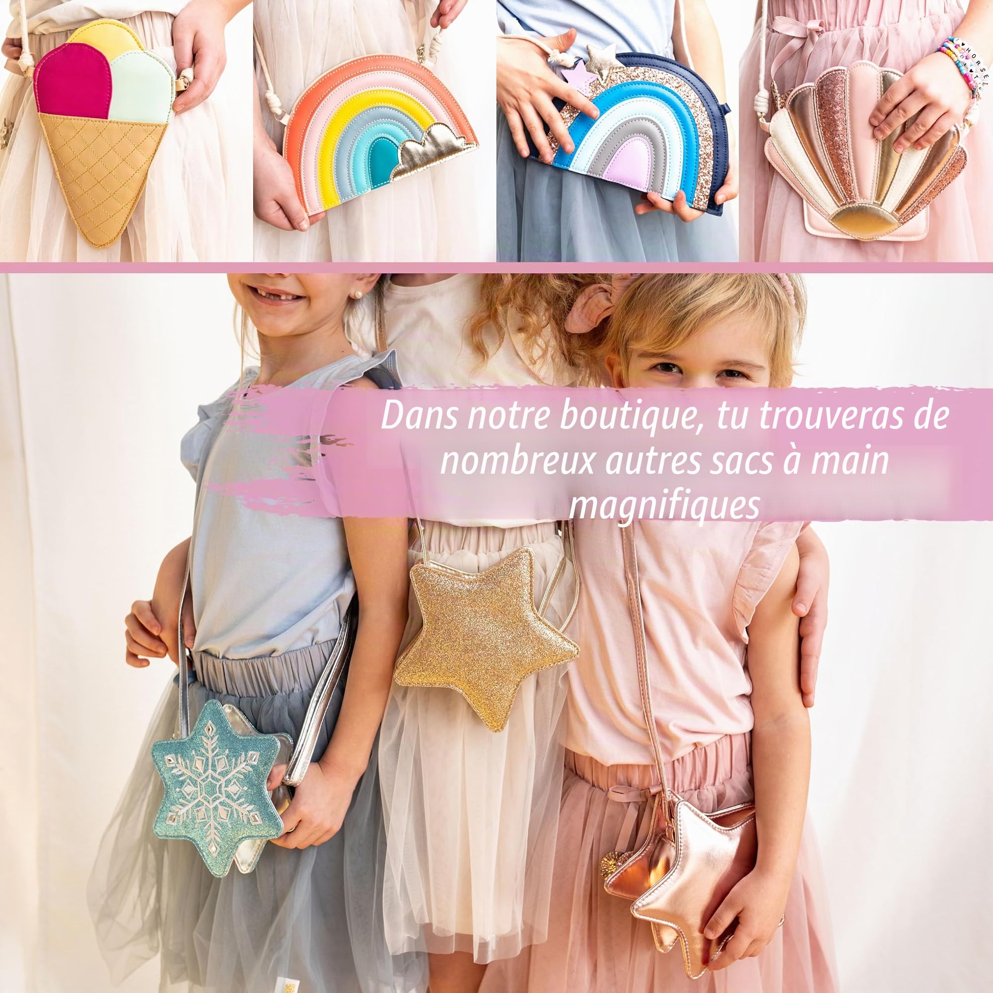 Papierdrachen Sac à main pour enfant - Accessoire végétalien pour enfants - Multicolore - Sac à bandoulière en cuir synthétique - Excellente idée cadeau pour les filles