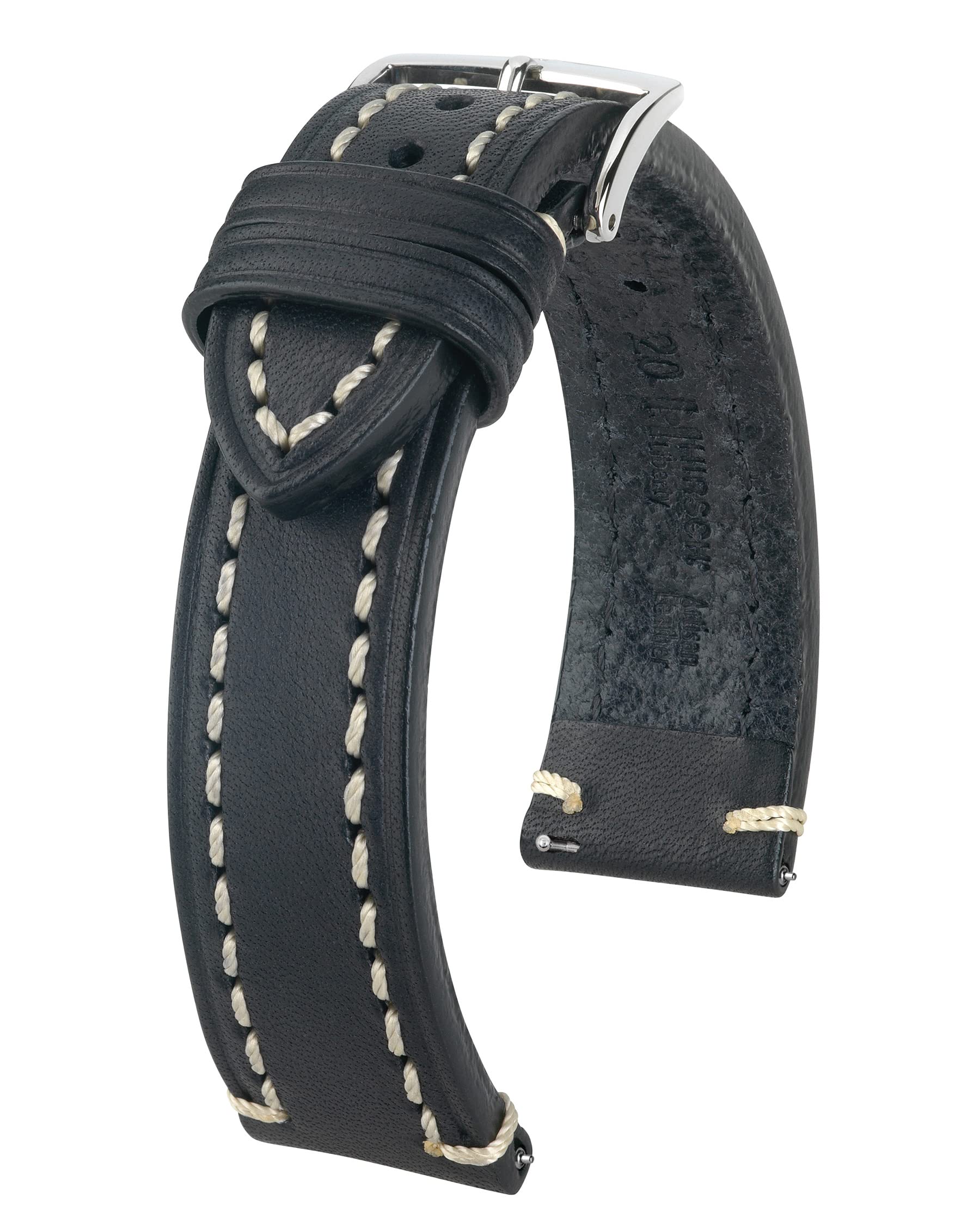 HIRSCH Herren Uhrenarmband Sattelleder Modell Liberty 20 mm Schwarz