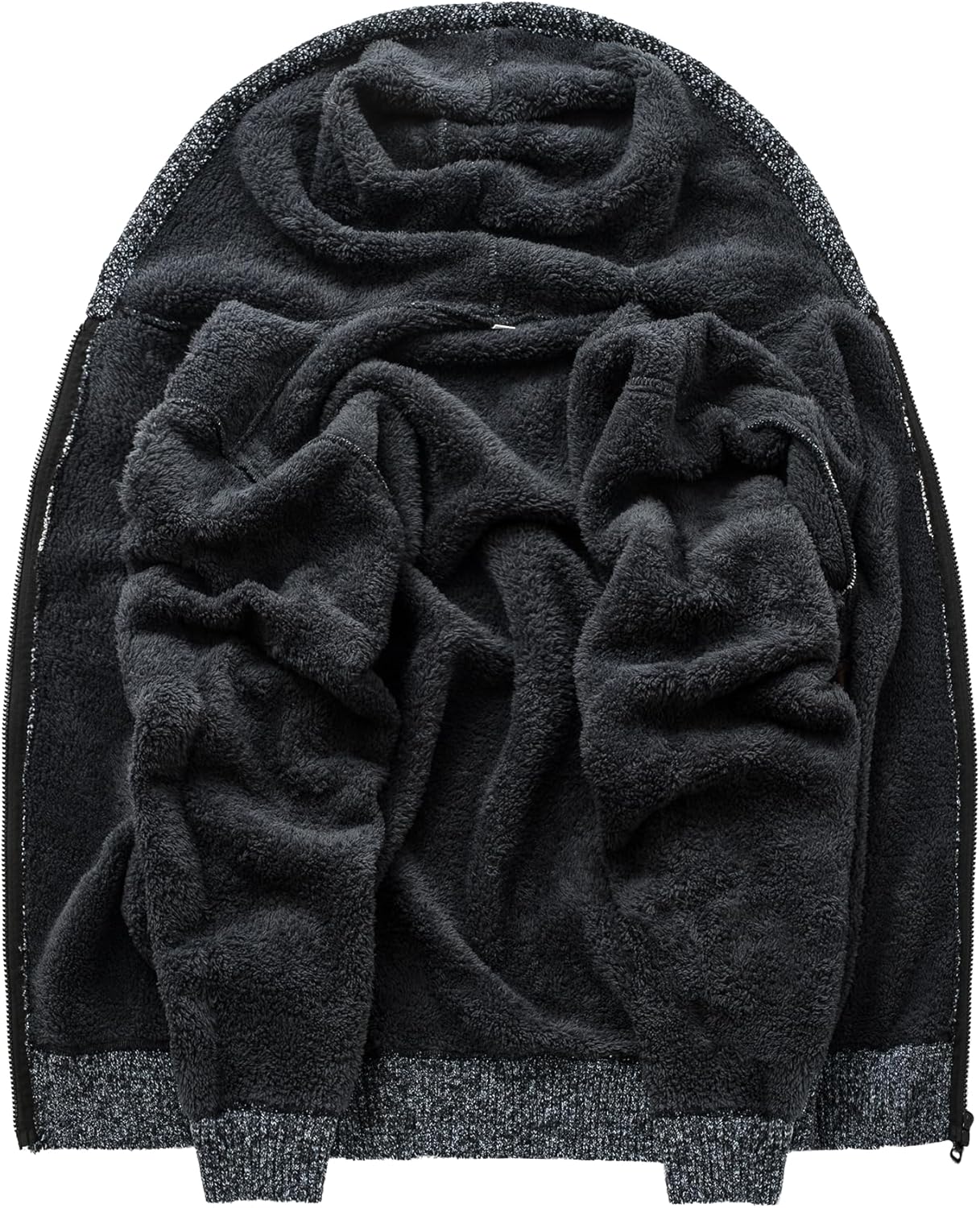 LLdress Mens Hooded Sweaters Full Zip Up Fleece Jacket Thick Sherpa Lined Knitted Flannel Coat with Pockets