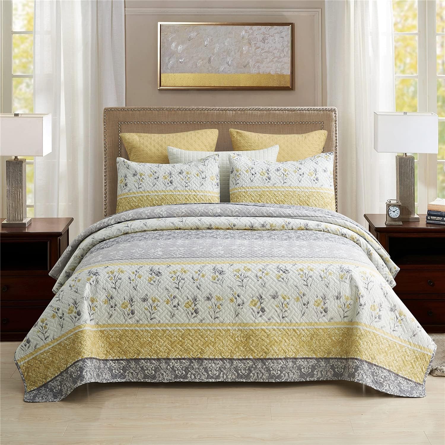 Home Collection Quilt Bedspread Set Over Size Flowers